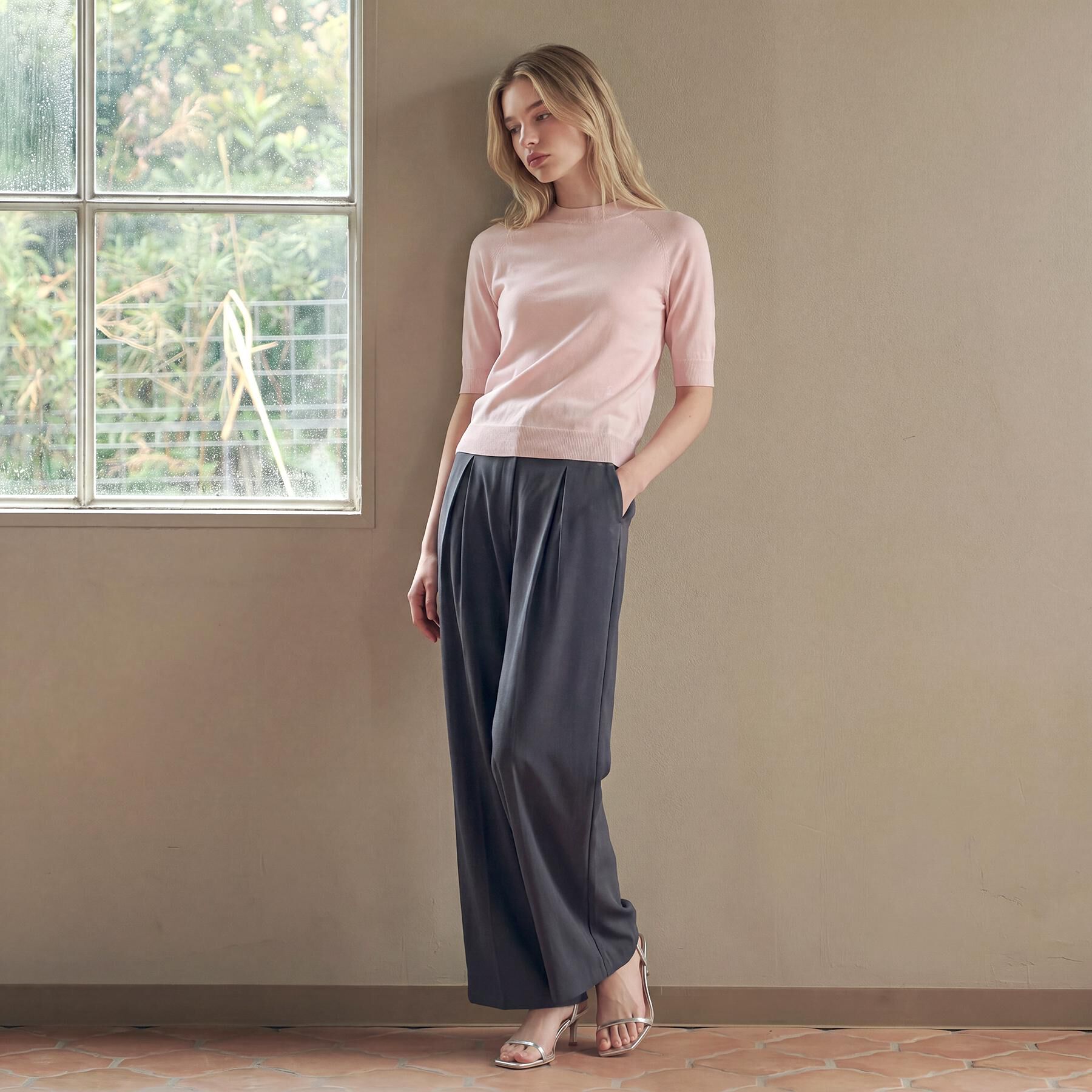 DRESSTERIOR「【ウォッシャブル】コットンシルクハーフスリーブニット」|ニット・セーター|