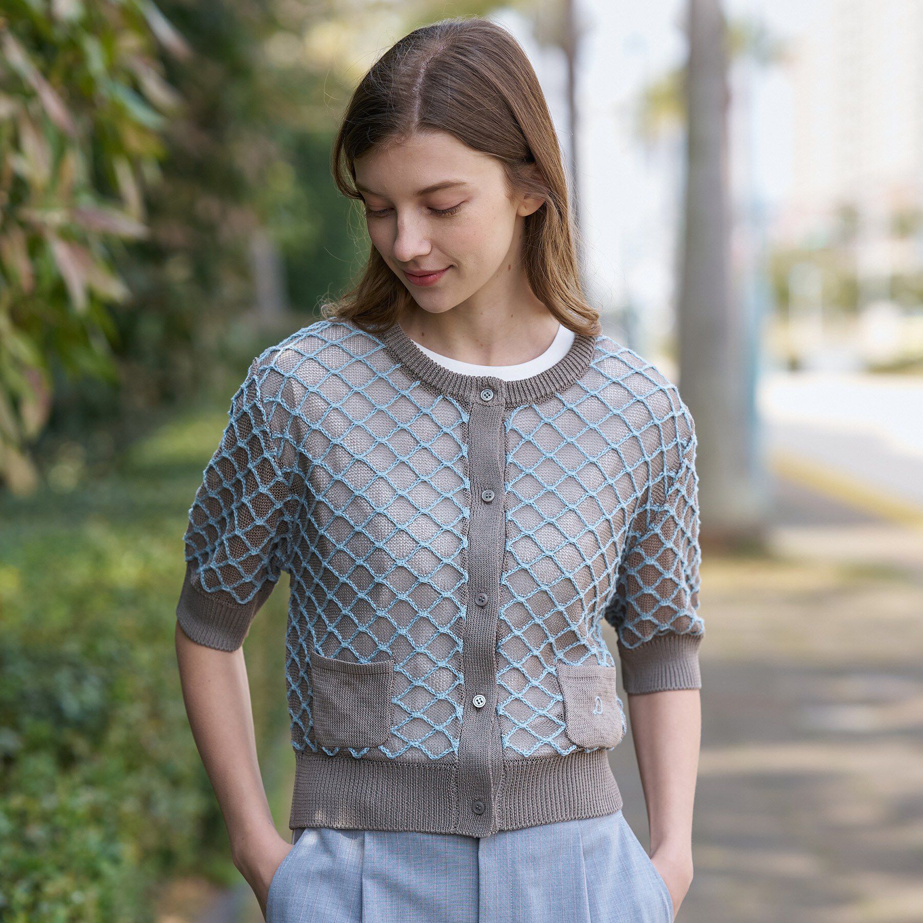 DRESSTERIOR「【ウォッシャブル】フィッシュネットニットシャツカーディガン」|カーディガン|