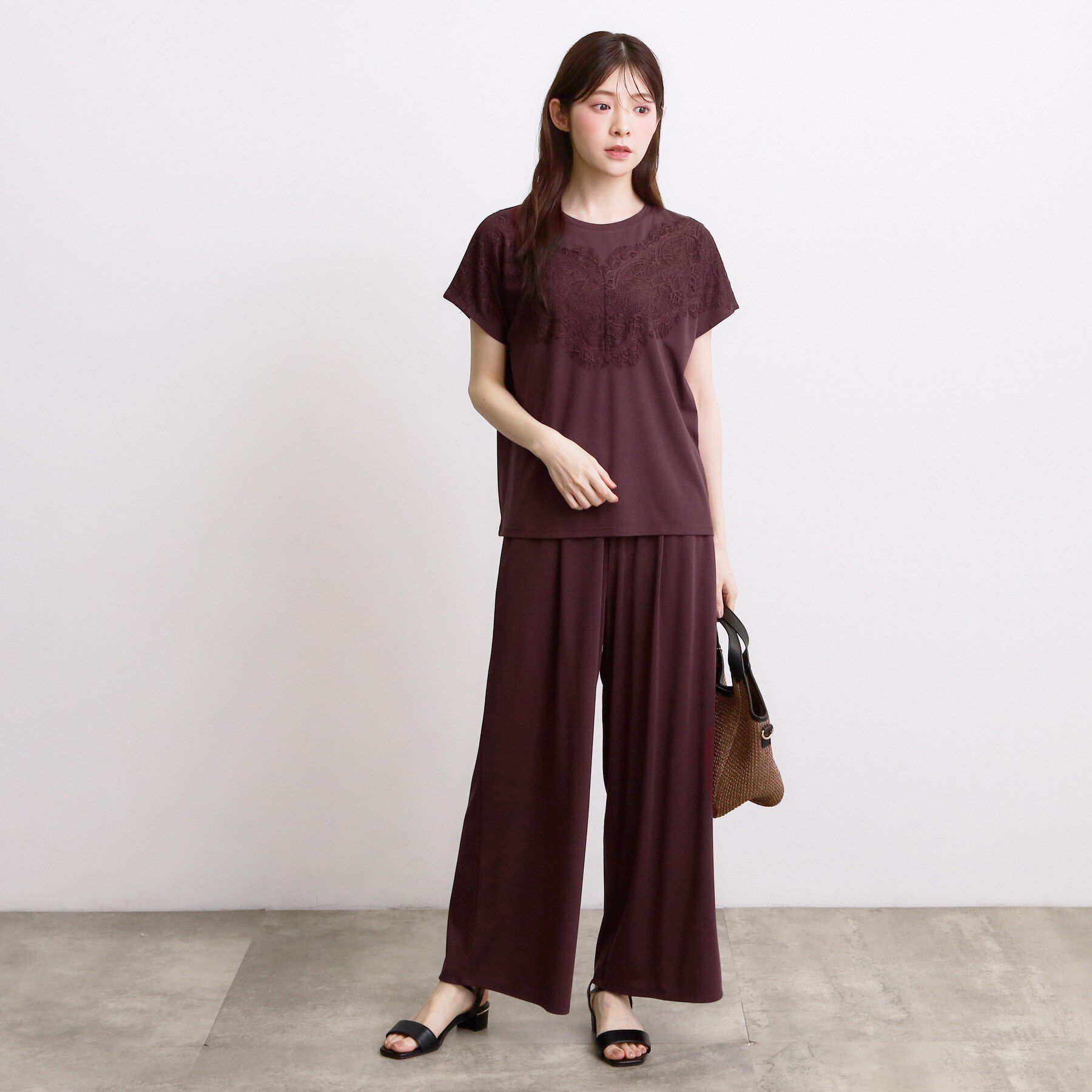 grove「【持続冷感/SET UP可】ひんやりポンチシリーズ／フロントレースドルマンカットソー」|Tシャツ・カットソー|