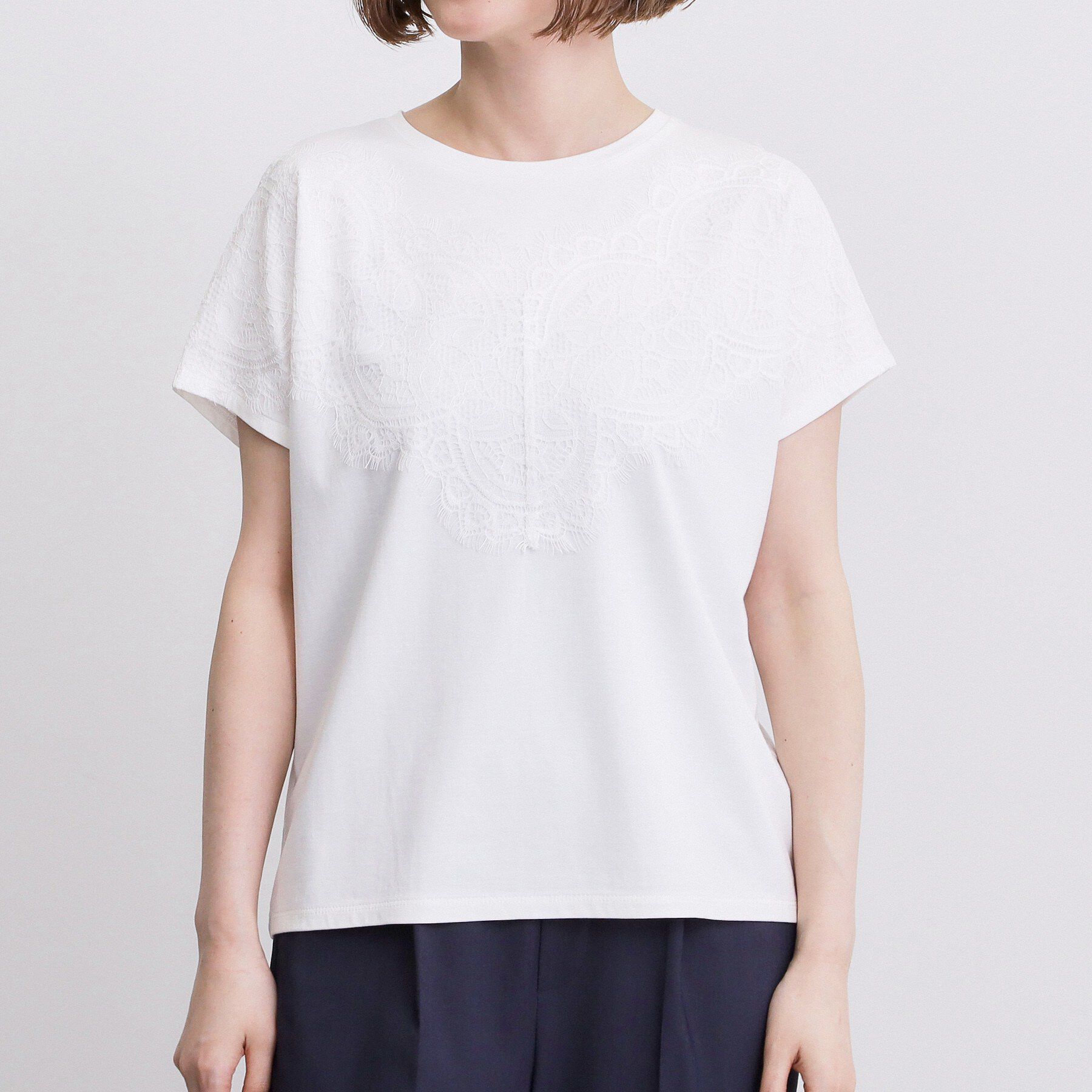 grove「【持続冷感/SET UP可】ひんやりポンチシリーズ／フロントレースドルマンカットソー」|Tシャツ・カットソー|