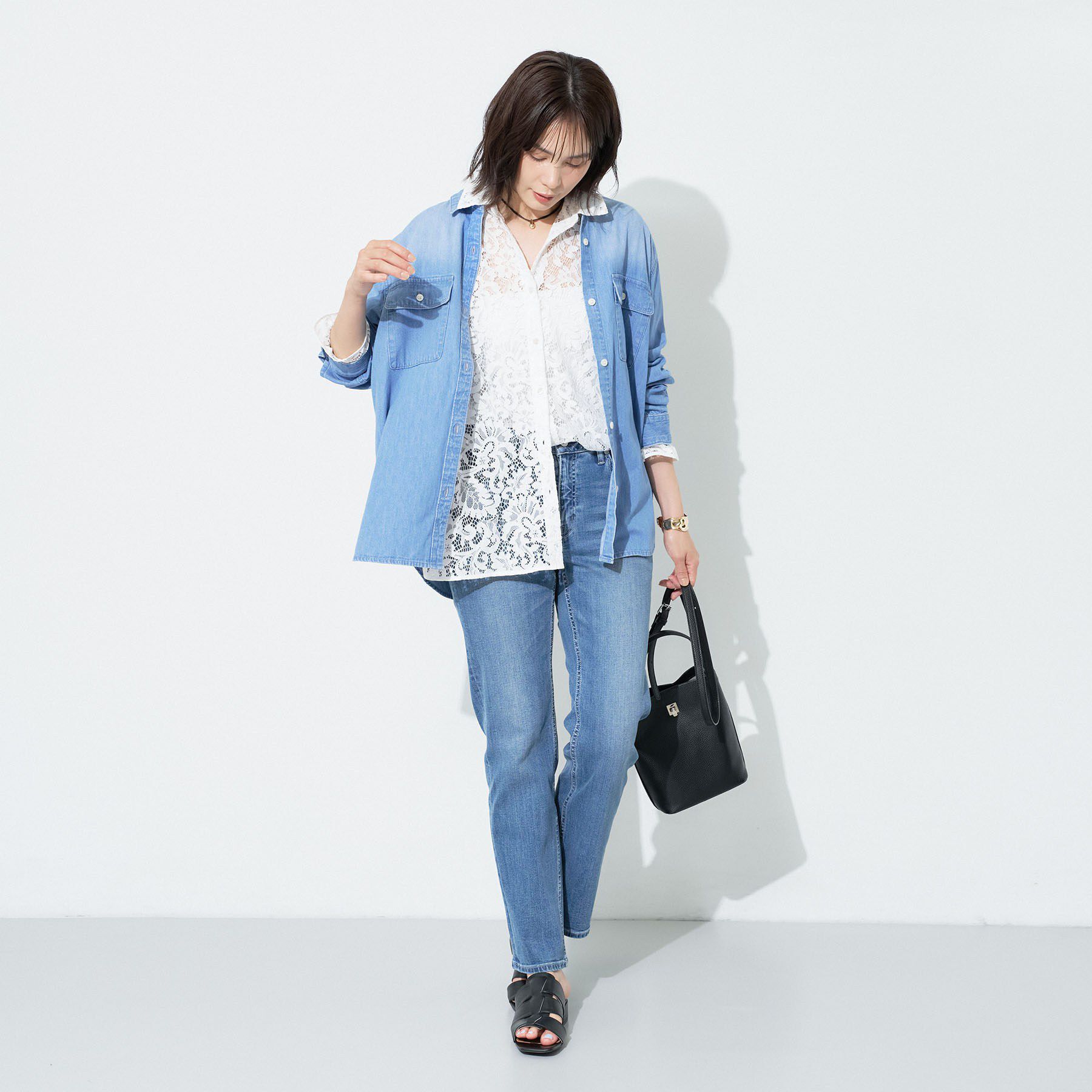 INDIVI「【褒められデニム】スリムストレート デニムパンツ」|デニム|