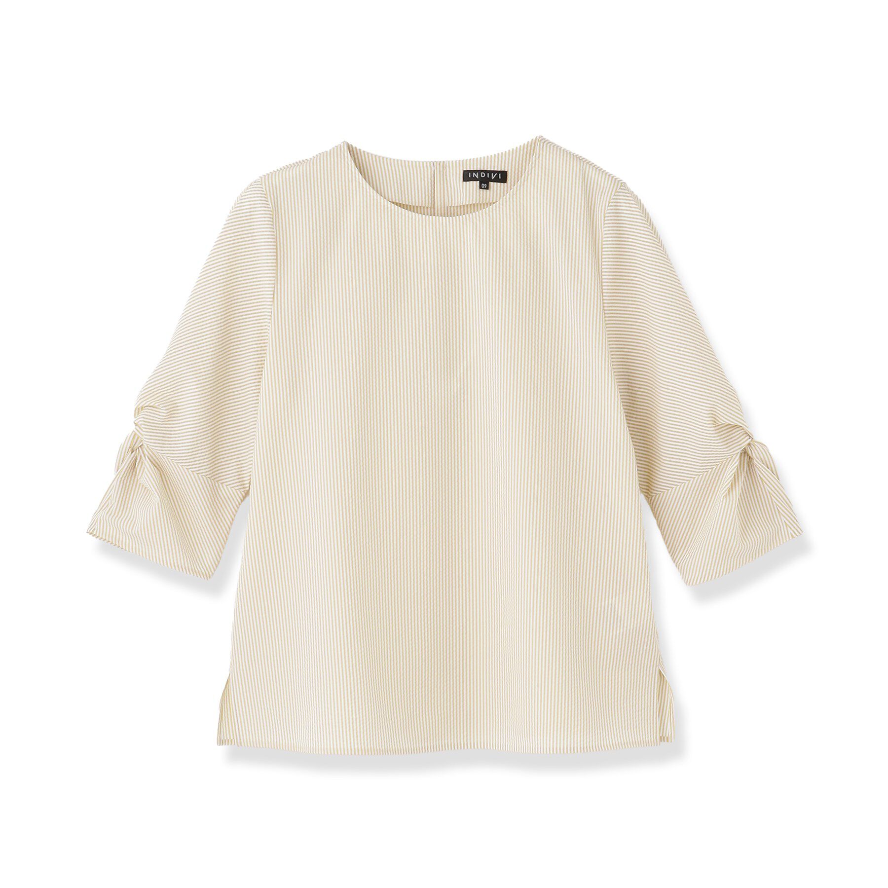 INDIVI「【撥水／UVケア】ねじり袖サッカートップス」|Tシャツ・カットソー|