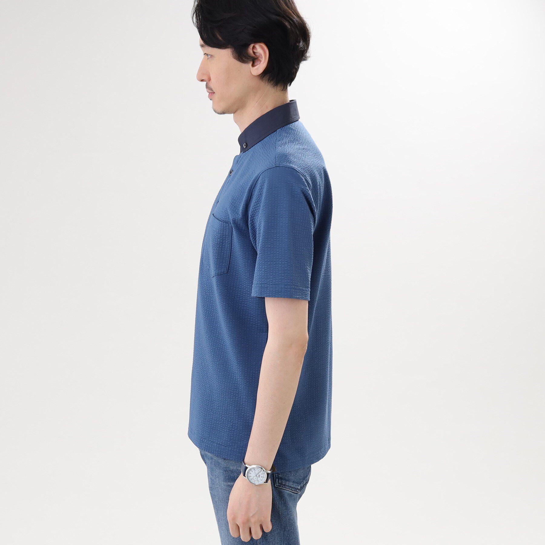 TAKEO KIKUCHI「【抗菌防臭】【Sサイズ～】シアサッカー ジャージ ポロシャツ」|ポロシャツ|