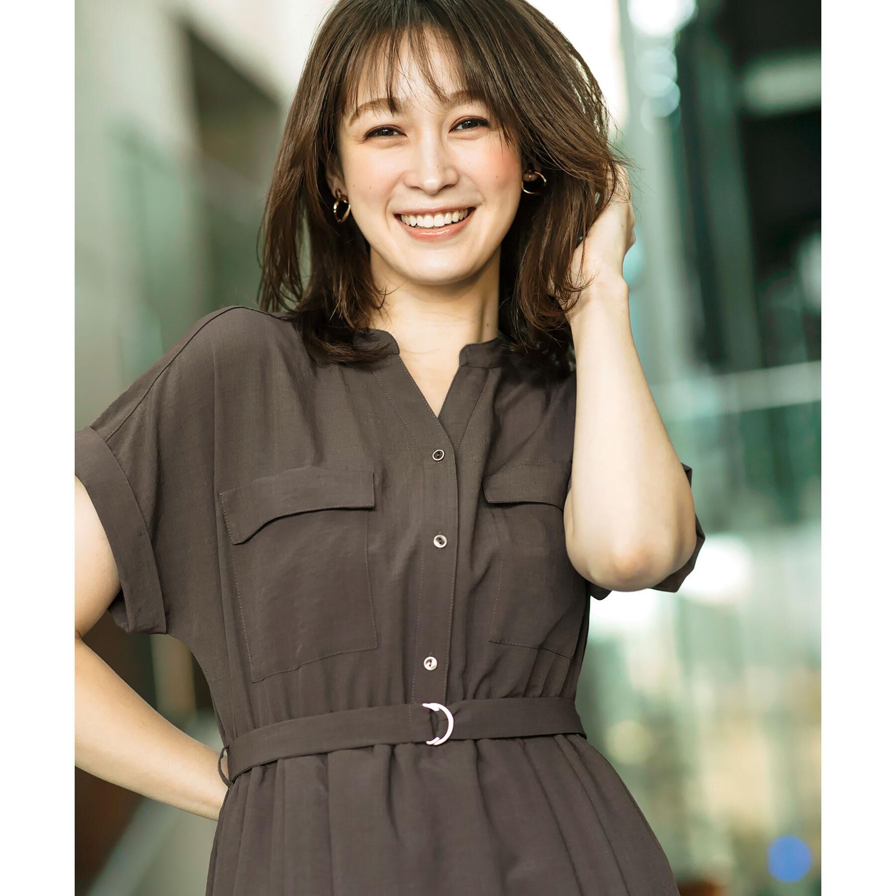 index「《7色展開／XS-LLサイズ》ダブルポケットスキッパーシャツワンピース【吸水速乾／防シワ／イージーア」|ワンピース|