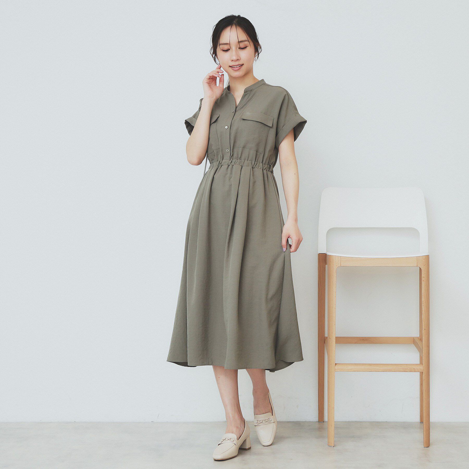 index「《7色展開／XS-LLサイズ》ダブルポケットスキッパーシャツワンピース【吸水速乾／防シワ／イージーア」|ワンピース|