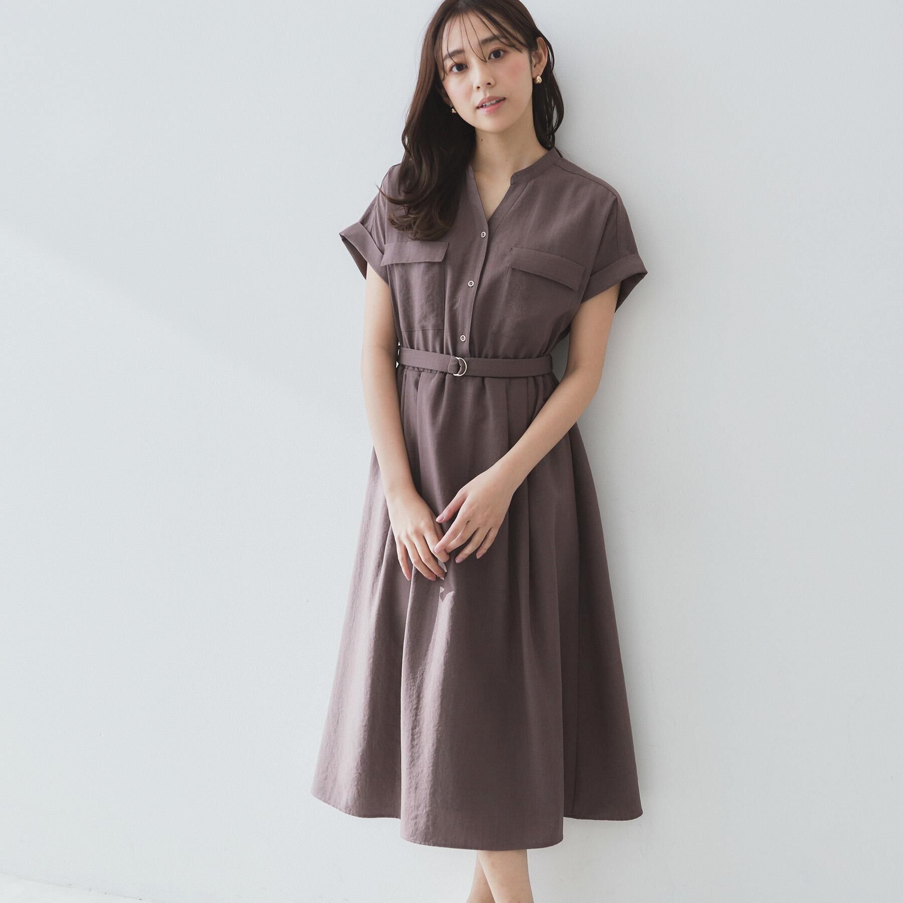 index「《7色展開／XS-LLサイズ》ダブルポケットスキッパーシャツワンピース【吸水速乾／防シワ／イージーア」|ワンピース|
