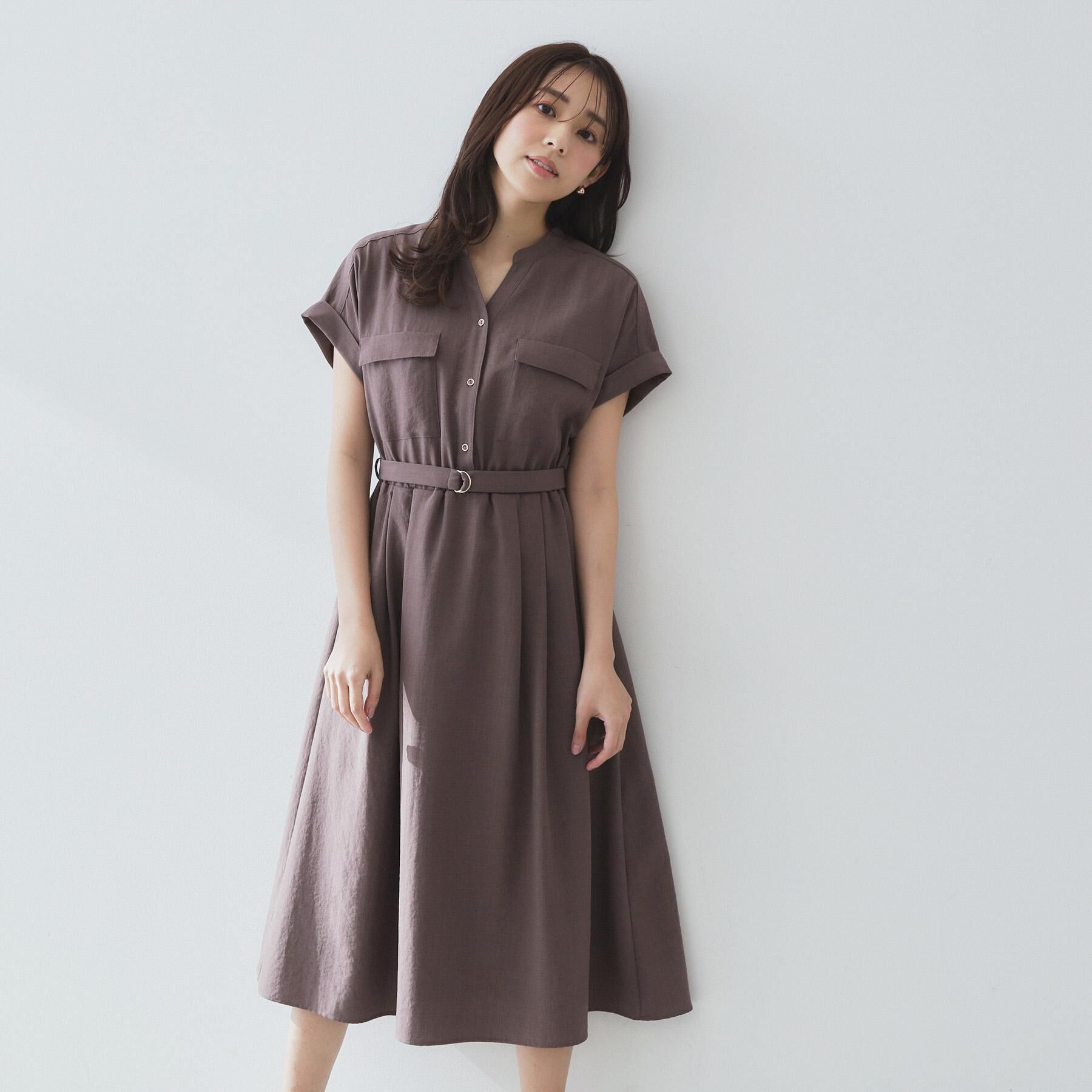 index「《7色展開／XS-LLサイズ》ダブルポケットスキッパーシャツワンピース【吸水速乾／防シワ／イージーア」|ワンピース|