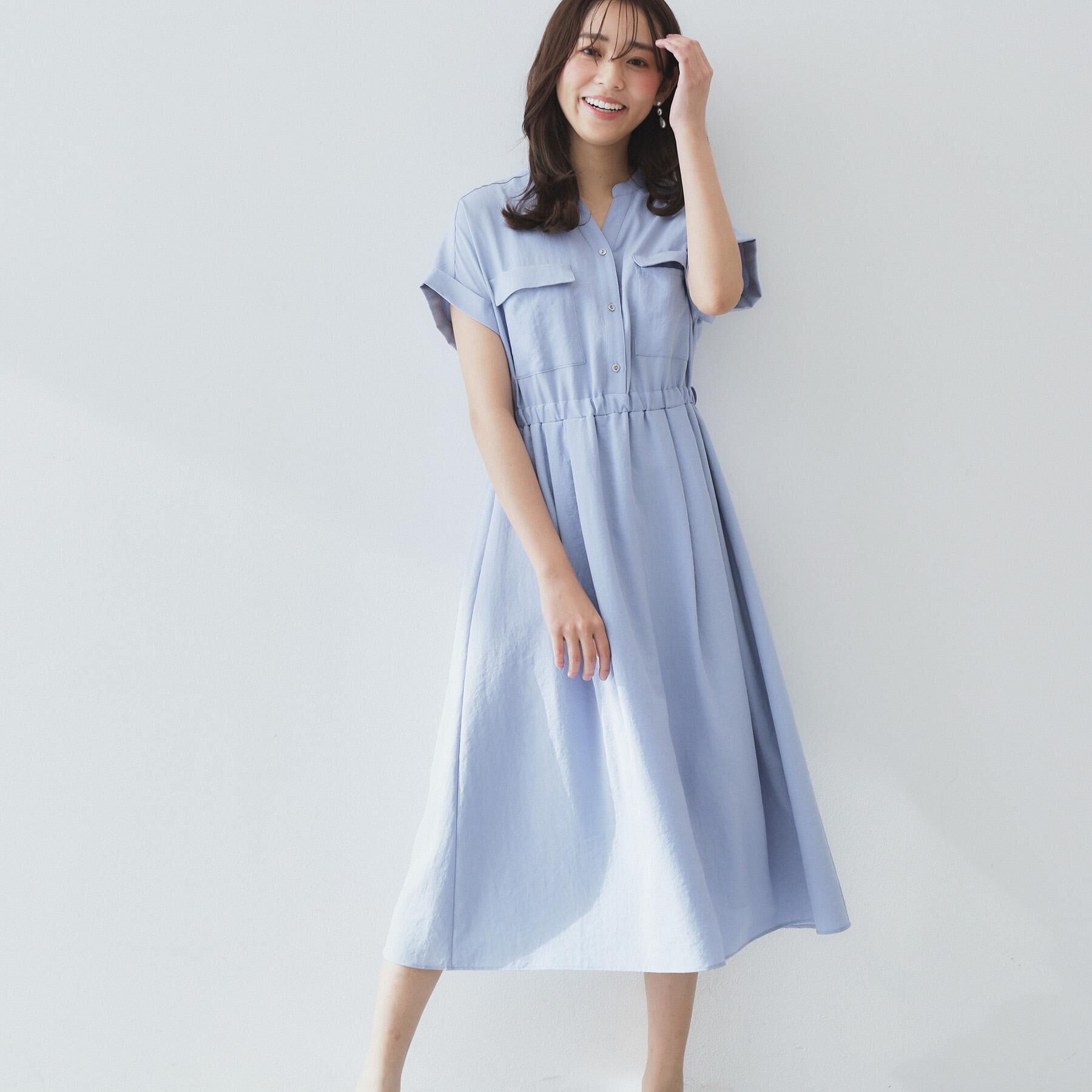 index「《7色展開／XS-LLサイズ》ダブルポケットスキッパーシャツワンピース【吸水速乾／防シワ／イージーア」|ワンピース|