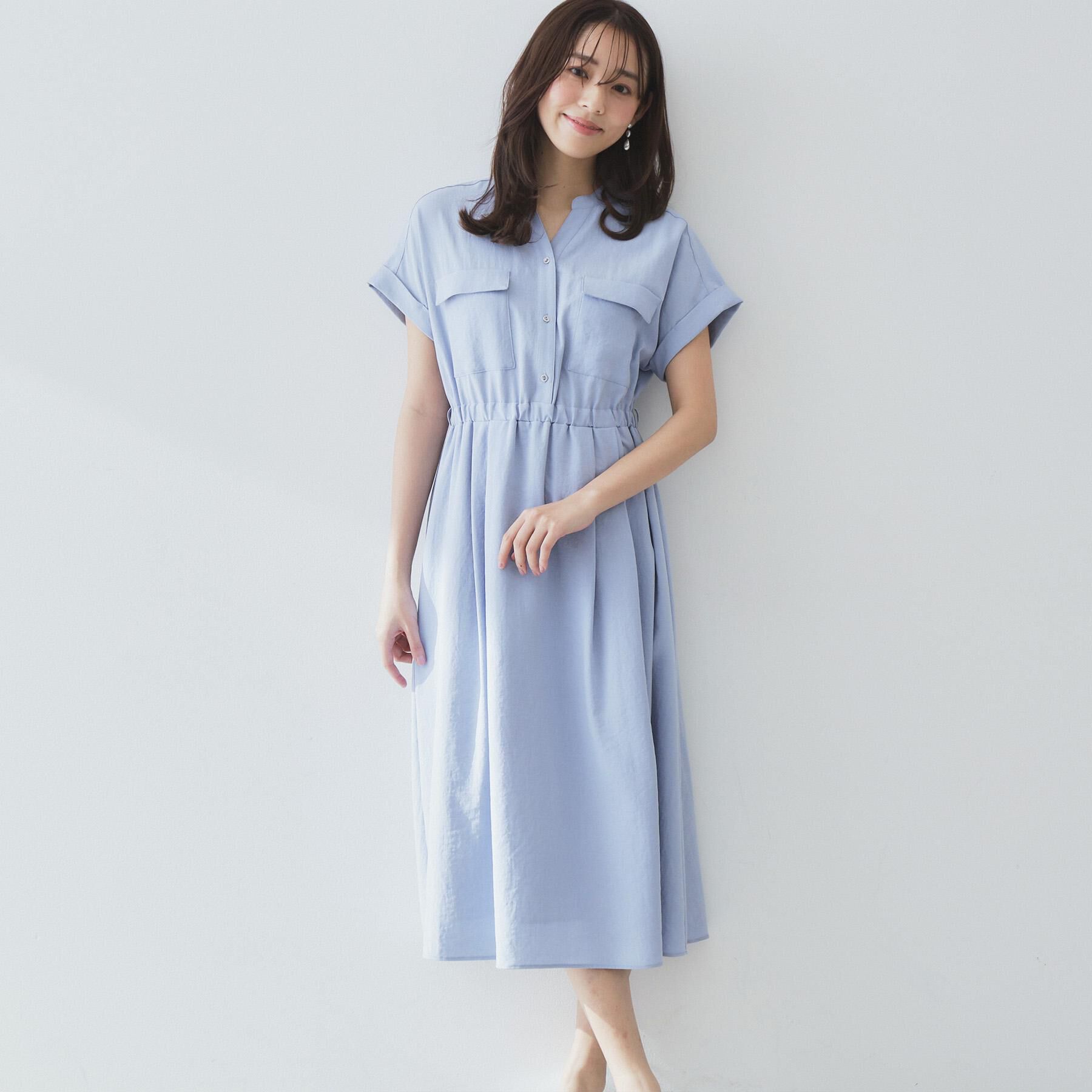 index「《7色展開／XS-LLサイズ》ダブルポケットスキッパーシャツワンピース【吸水速乾／防シワ／イージーア」|ワンピース|
