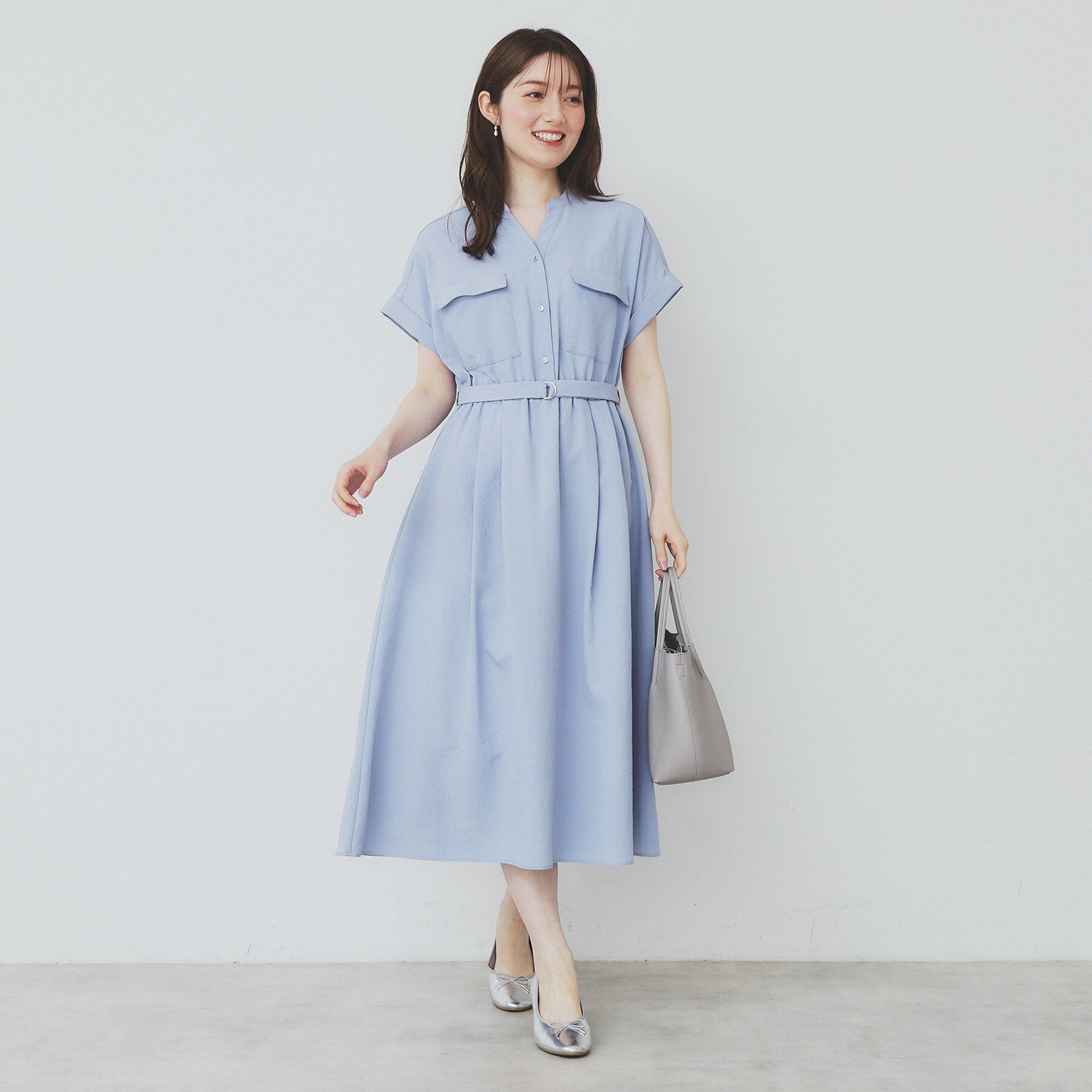 index「《7色展開／XS-LLサイズ》ダブルポケットスキッパーシャツワンピース【吸水速乾／防シワ／イージーア」|ワンピース|