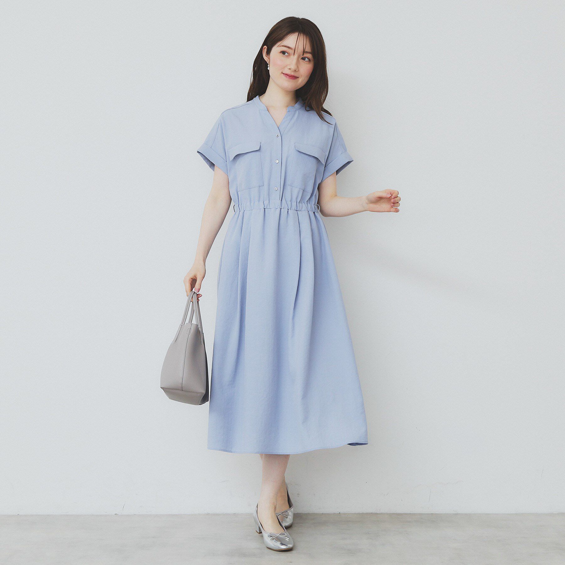 index「《7色展開／XS-LLサイズ》ダブルポケットスキッパーシャツワンピース【吸水速乾／防シワ／イージーア」|ワンピース|