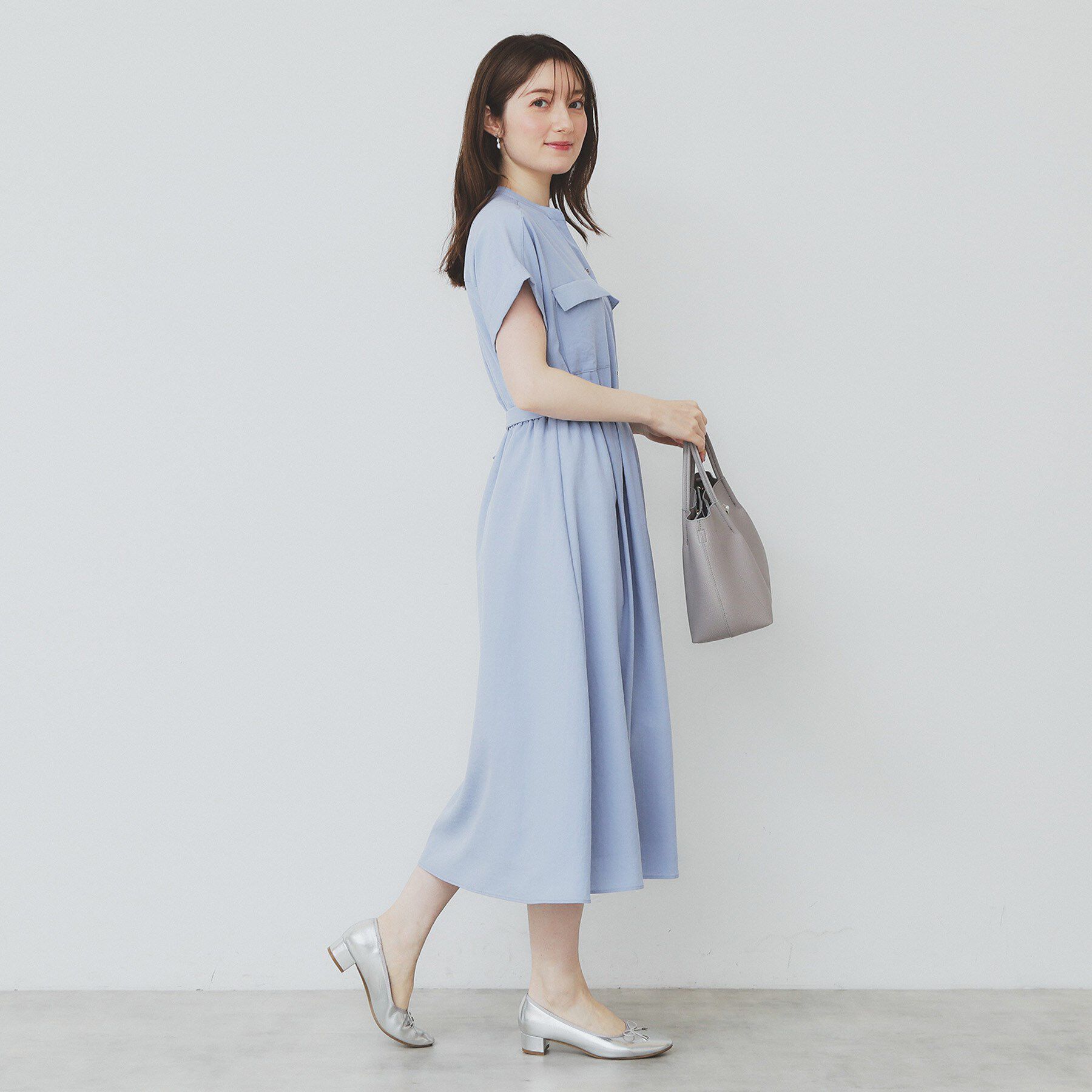 index「《7色展開／XS-LLサイズ》ダブルポケットスキッパーシャツワンピース【吸水速乾／防シワ／イージーア」|ワンピース|