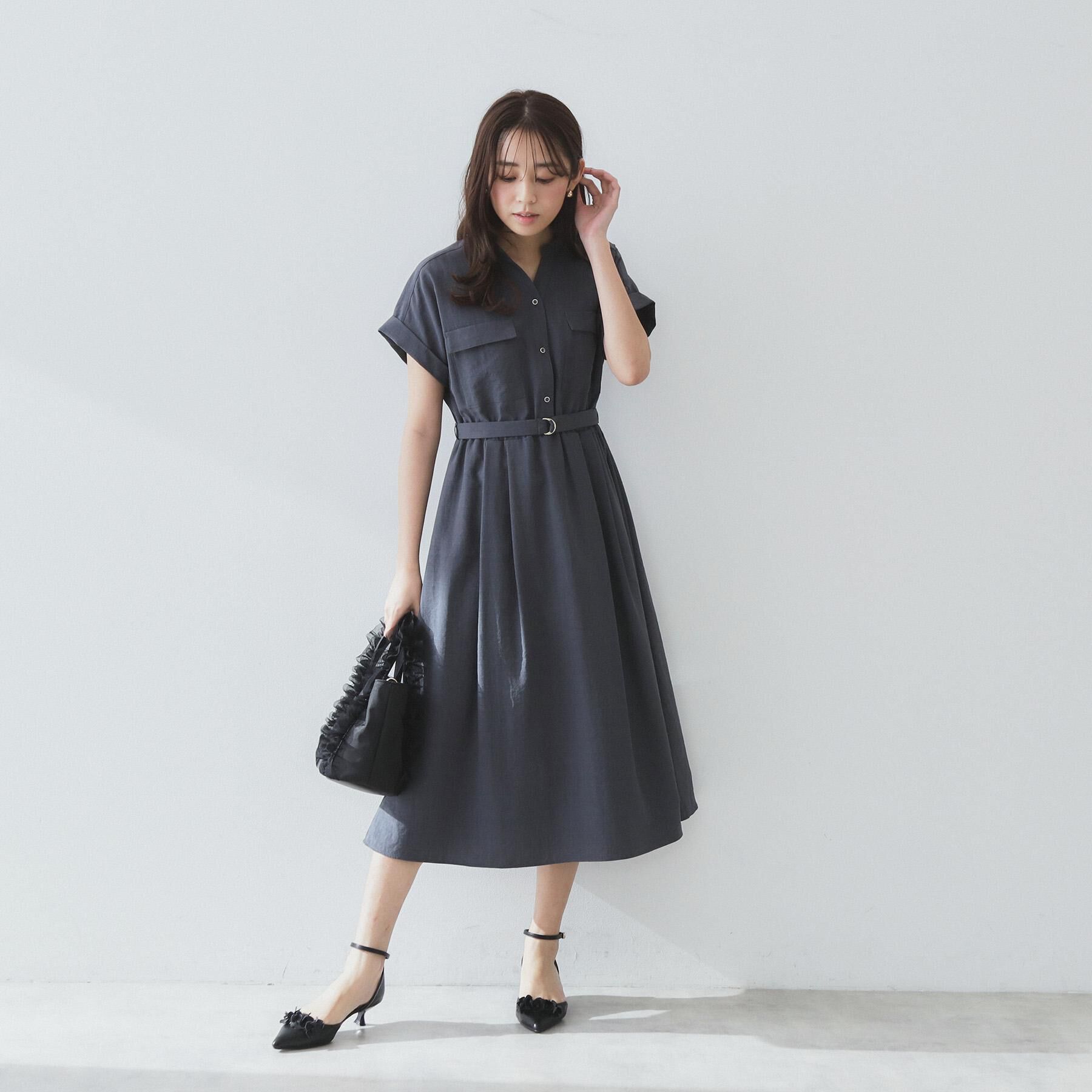 index「《7色展開／XS-LLサイズ》ダブルポケットスキッパーシャツワンピース【吸水速乾／防シワ／イージーア」|ワンピース|