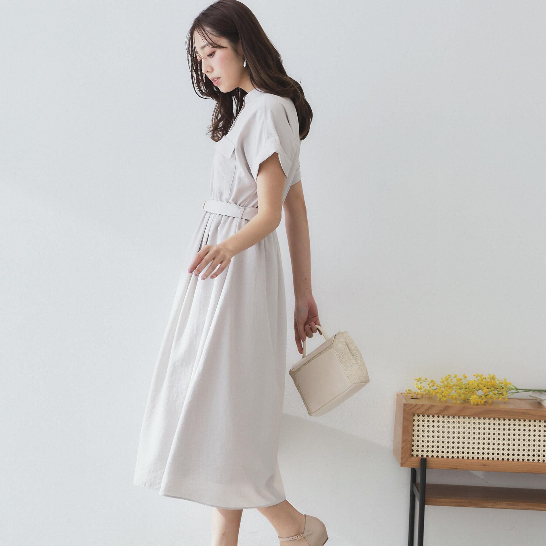 index「《7色展開／XS-LLサイズ》ダブルポケットスキッパーシャツワンピース【吸水速乾／防シワ／イージーア」|ワンピース|