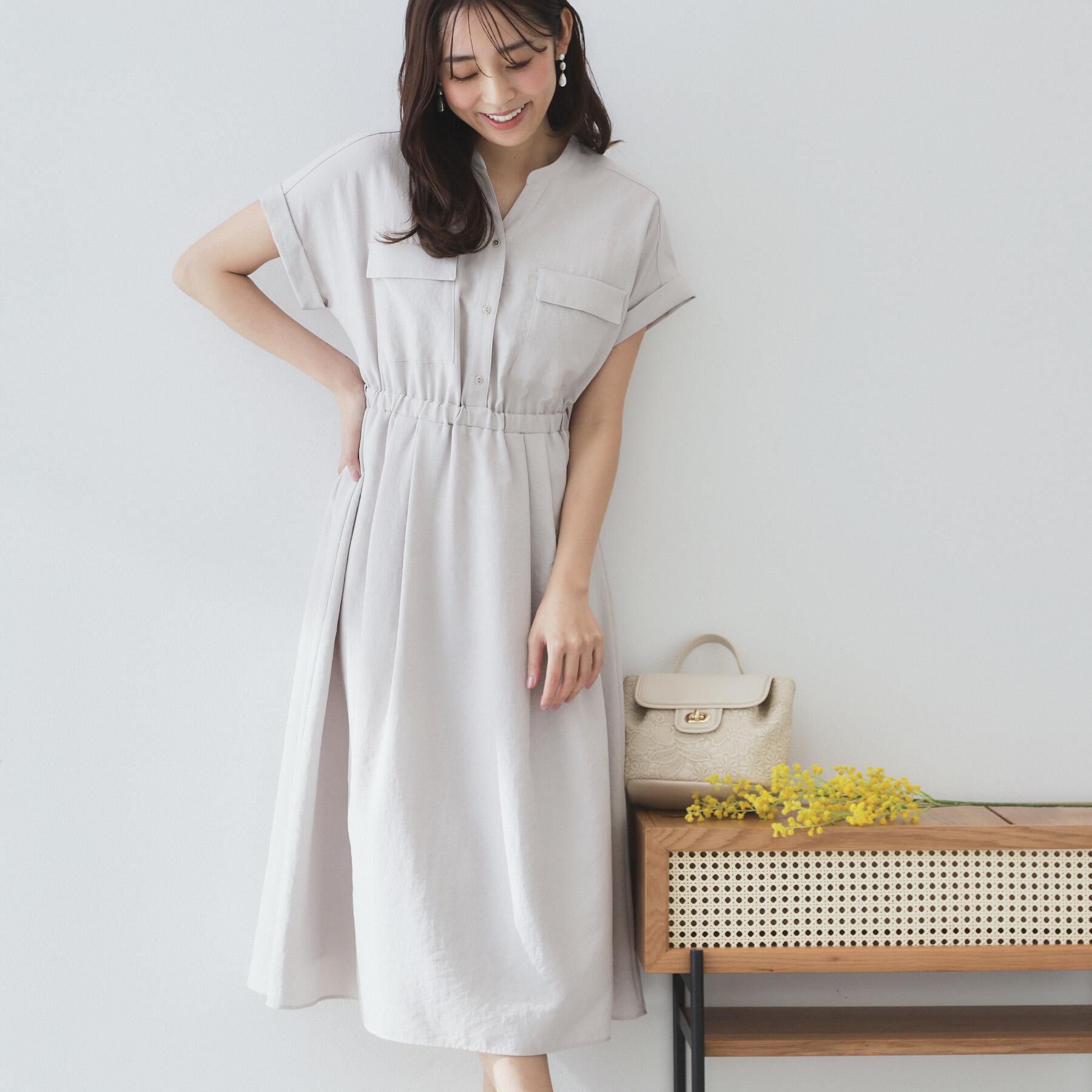 index「《7色展開／XS-LLサイズ》ダブルポケットスキッパーシャツワンピース【吸水速乾／防シワ／イージーア」|ワンピース|