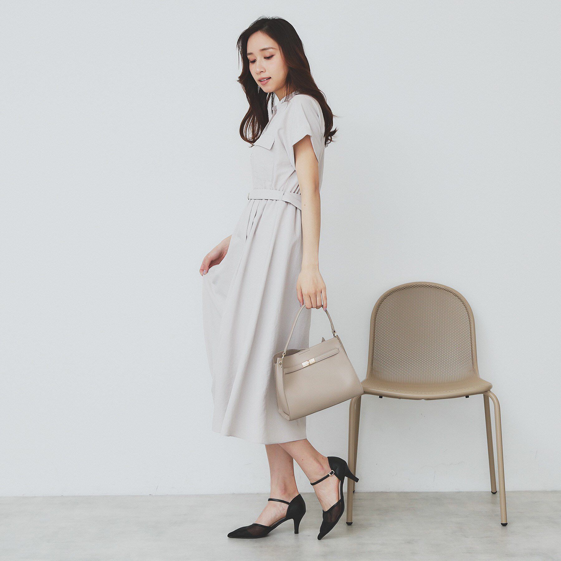 index「《7色展開／XS-LLサイズ》ダブルポケットスキッパーシャツワンピース【吸水速乾／防シワ／イージーア」|ワンピース|