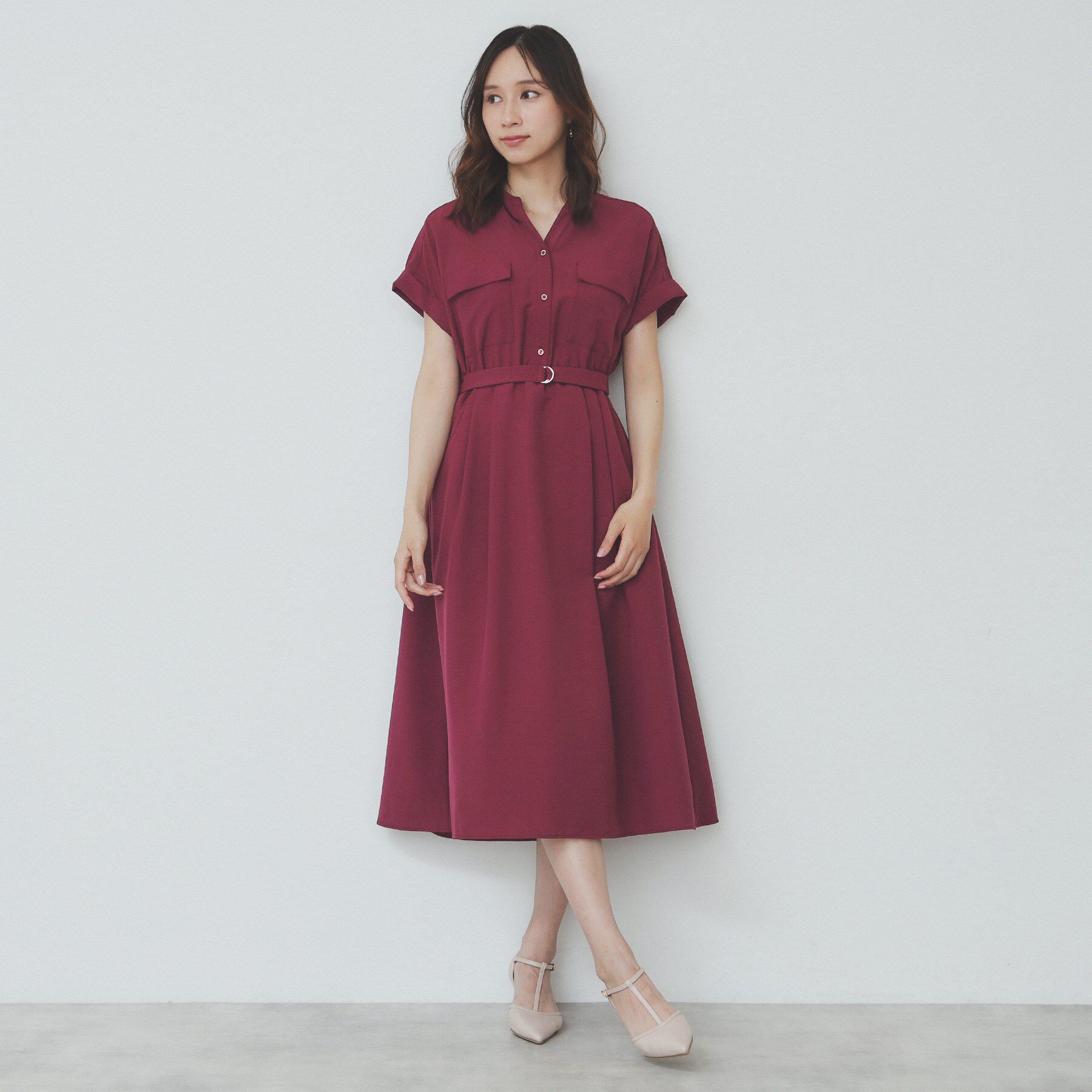 index「《7色展開／XS-LLサイズ》ダブルポケットスキッパーシャツワンピース【吸水速乾／防シワ／イージーア」|ワンピース|