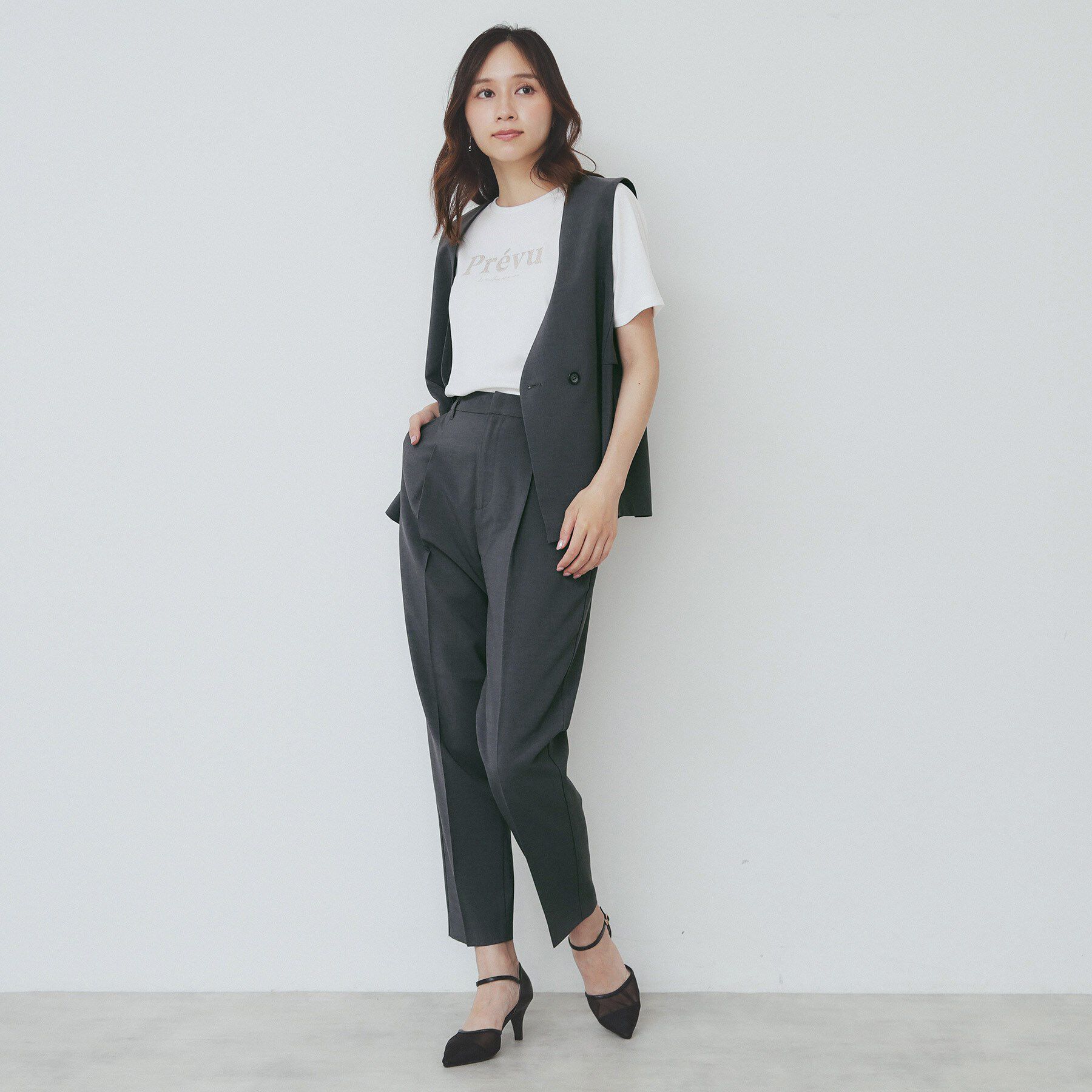 index「ベルト付きストレッチテーパードパンツ／セットアップ可【洗濯機洗い可／吸水速乾／接触冷感】」|その他|
