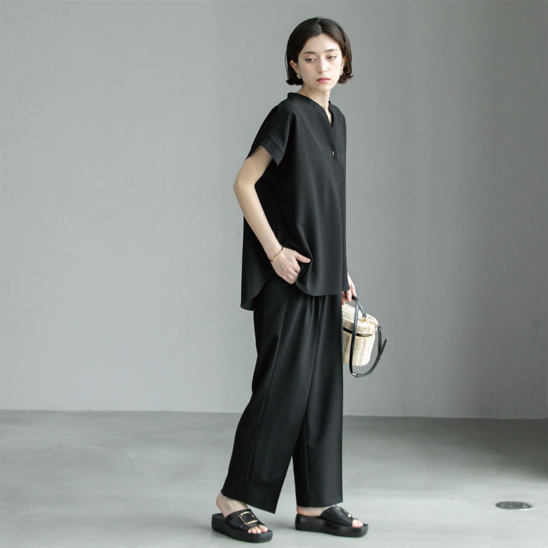 OPAQUE.CLIP「《6色展開／丈が選べる》美脚イージーワイドパンツ／セットアップ対応【ストレッチ／洗濯機洗い可／防シワ」|その他|