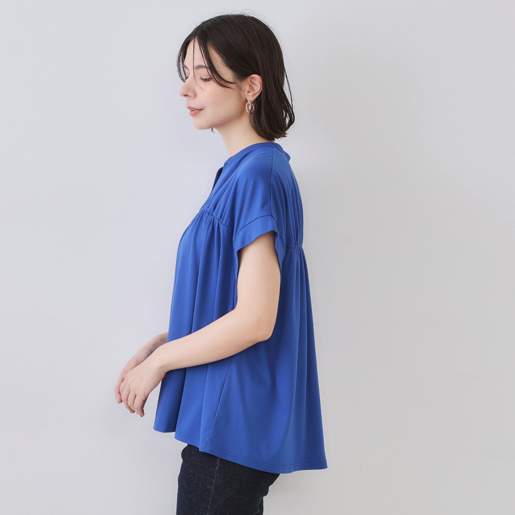 OPAQUE.CLIP「スキッパーフレアカットソー【接触冷感／洗濯機洗い可】」|Tシャツ・カットソー|