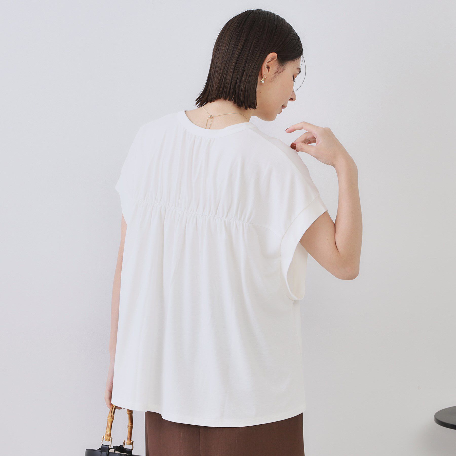 OPAQUE.CLIP「スキッパーフレアカットソー【接触冷感／洗濯機洗い可】」|Tシャツ・カットソー|