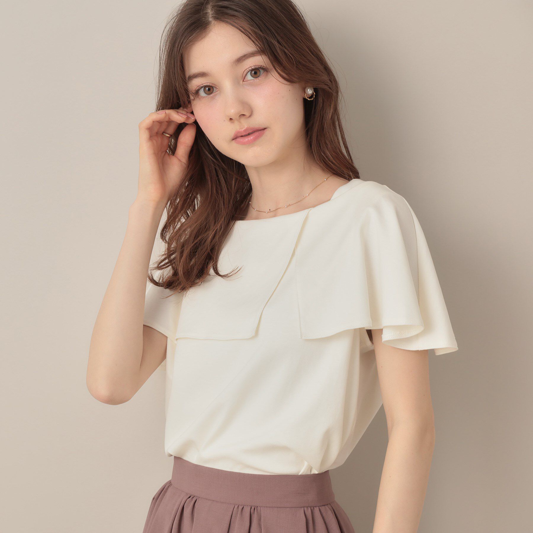 Couture broach「【マシンウォッシャブル・UVケア・接触冷感】2WAYケープデザインカットソー」|Tシャツ・カットソー|オフホワイト(003
