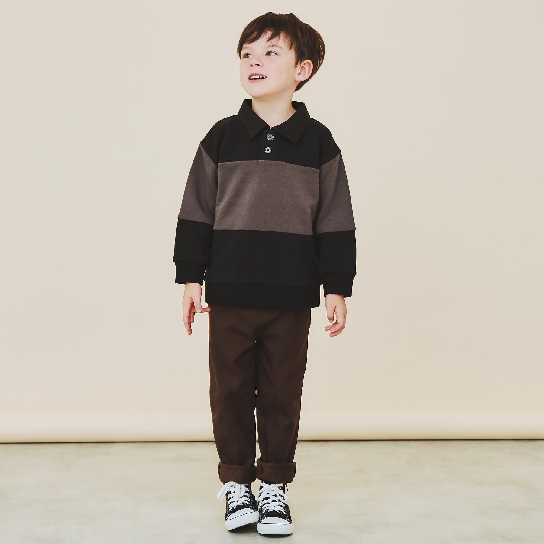 THE SHOP TK「【110-160】バイカラーラガー裏毛プルオーバー」|Tシャツ・カットソー|
