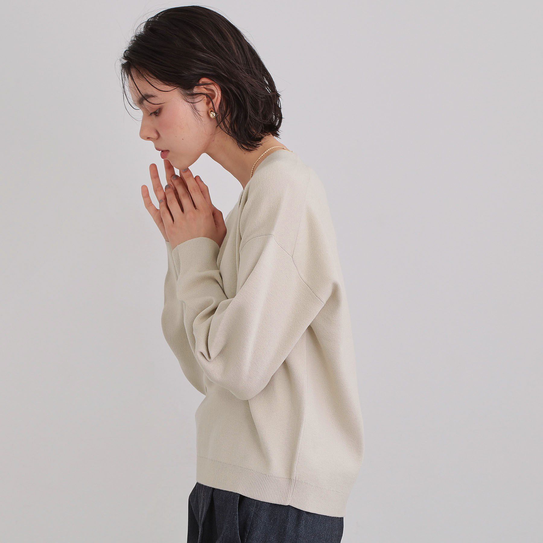 THE SHOP TK「【S-XLサイズ/上品見えが叶う】Vネックニット/洗濯機OK」|ニット・セーター|