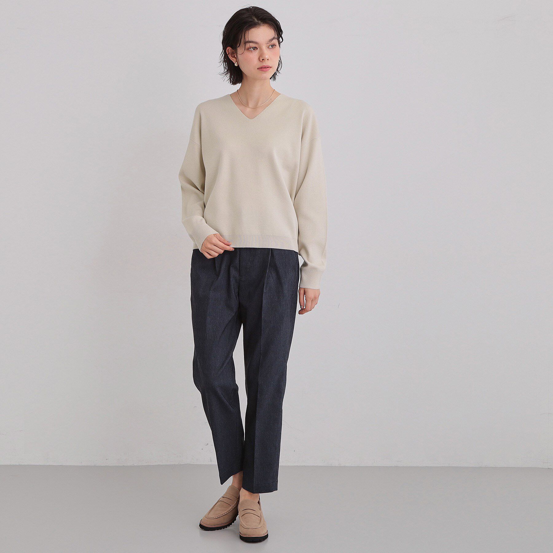 THE SHOP TK「【S-XLサイズ/上品見えが叶う】Vネックニット/洗濯機OK」|ニット・セーター|