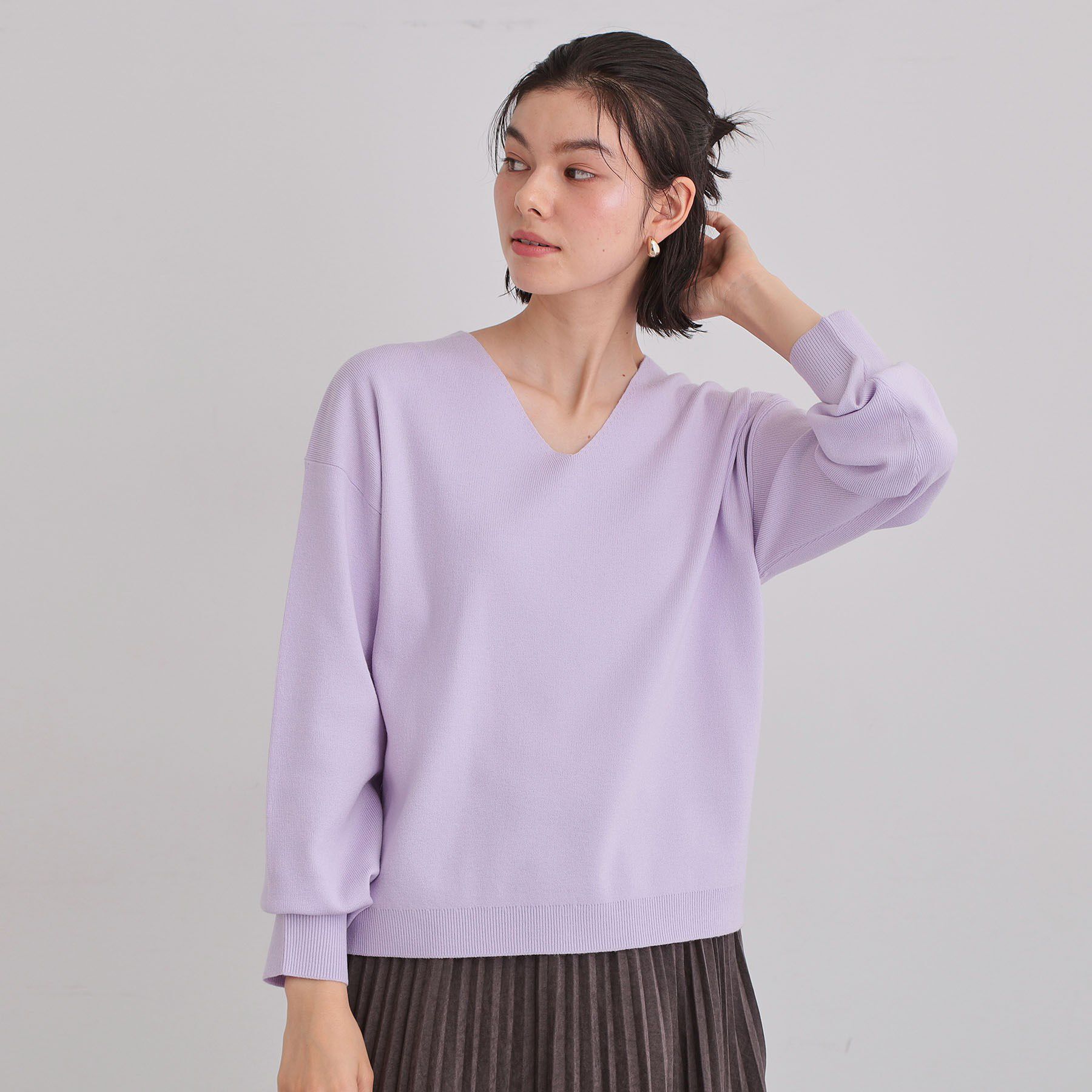 THE SHOP TK「【S-XLサイズ/上品見えが叶う】Vネックニット/洗濯機OK」|ニット・セーター|