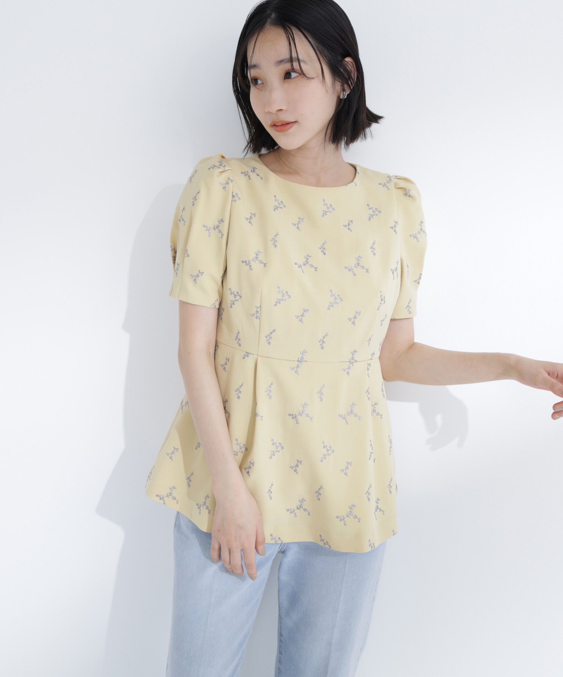  「ラメ刺繍ペプラムブラウス」|シャツ・ブラウス|