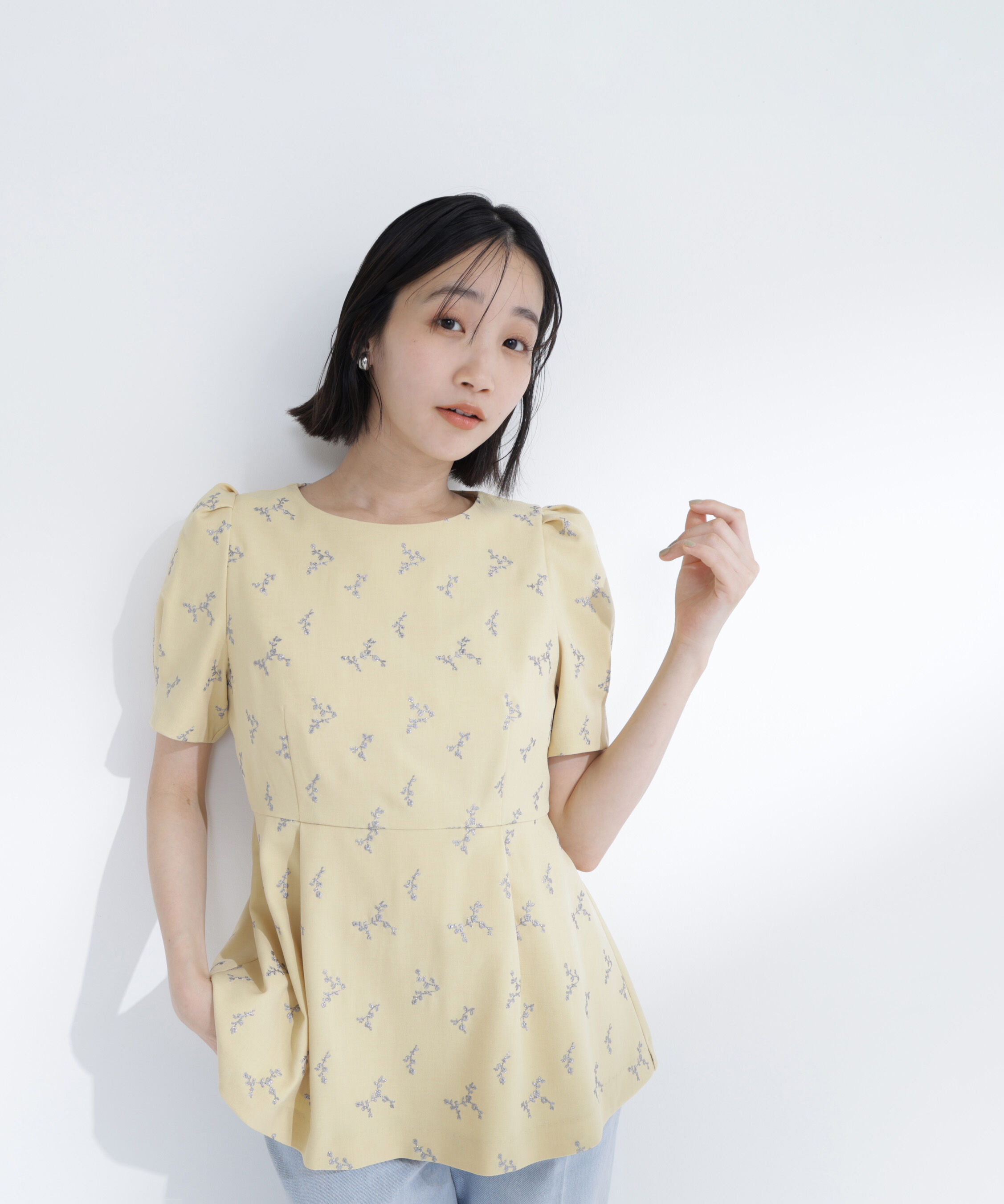  「ラメ刺繍ペプラムブラウス」|シャツ・ブラウス|