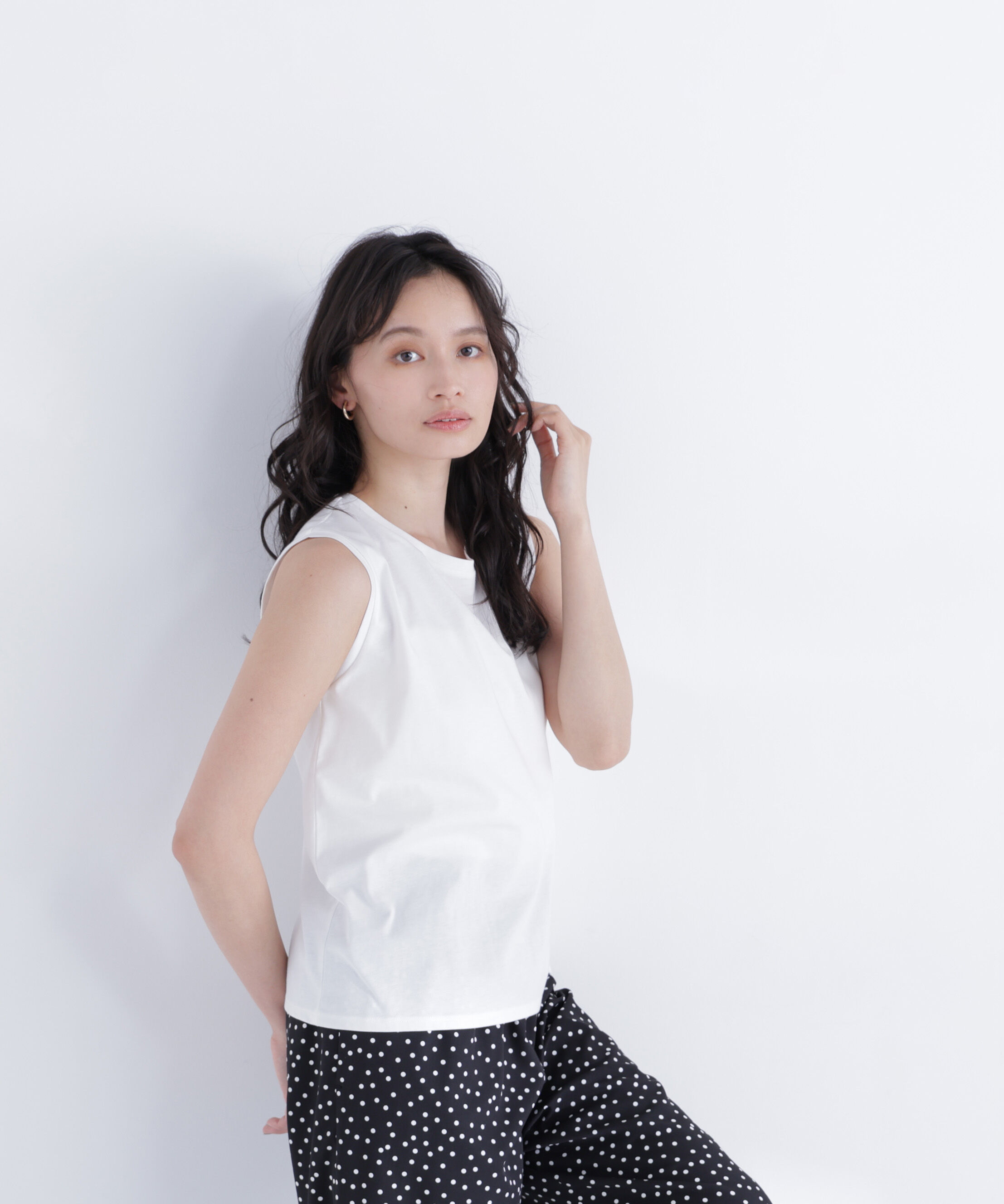  「メタルポイントノースリーブカットソー」|Tシャツ・カットソー|