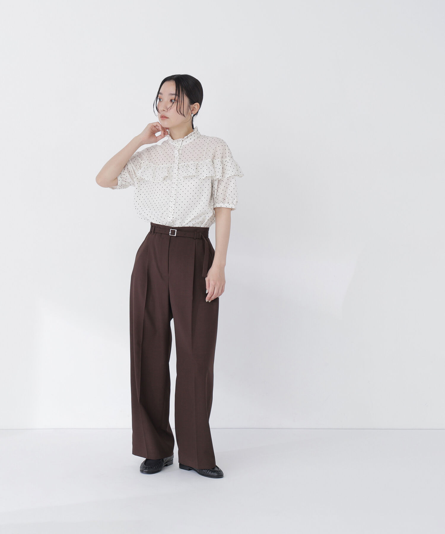  「ベルテッドタックワイドパンツ」|その他|