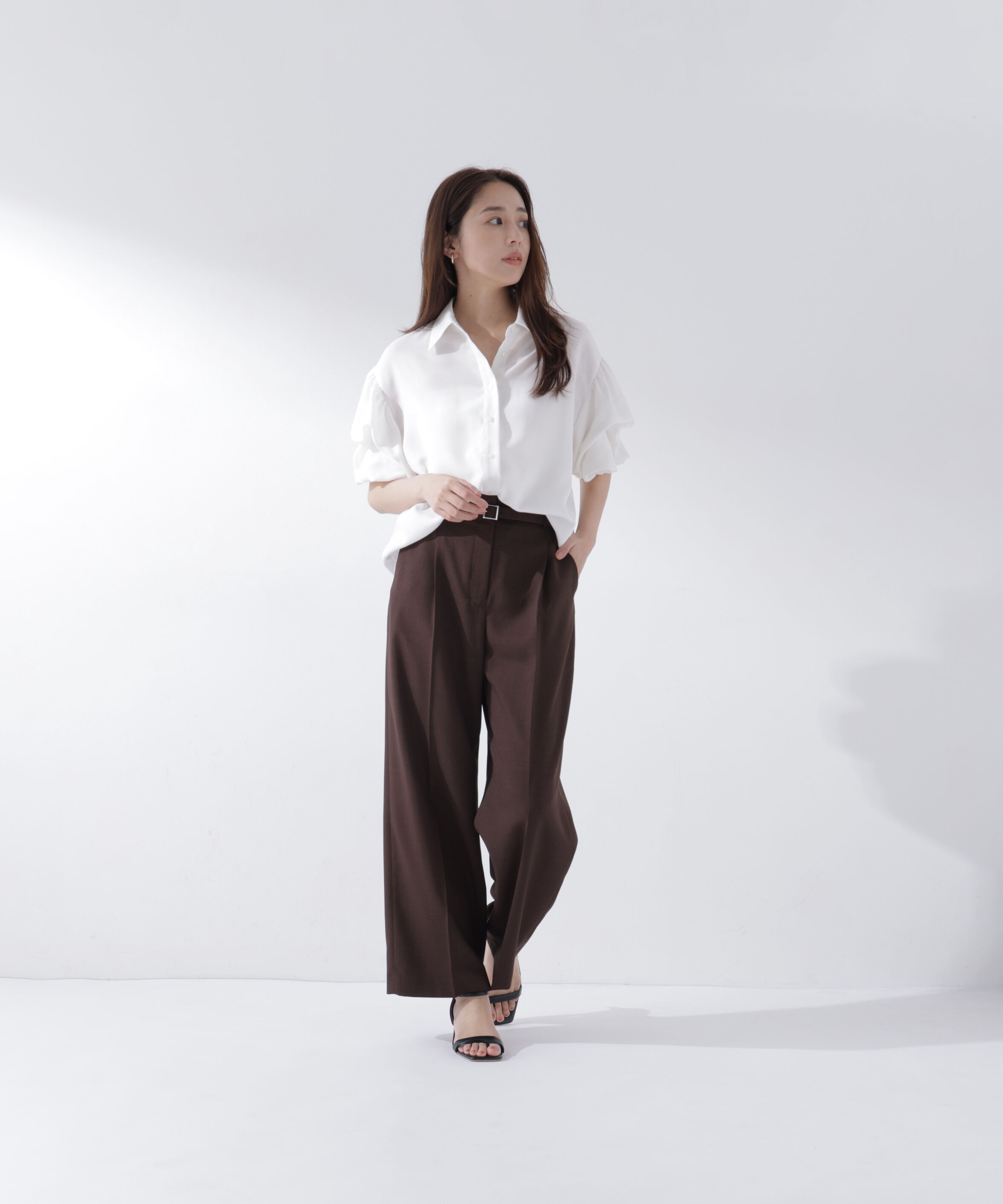  「ベルテッドタックワイドパンツ」|その他|