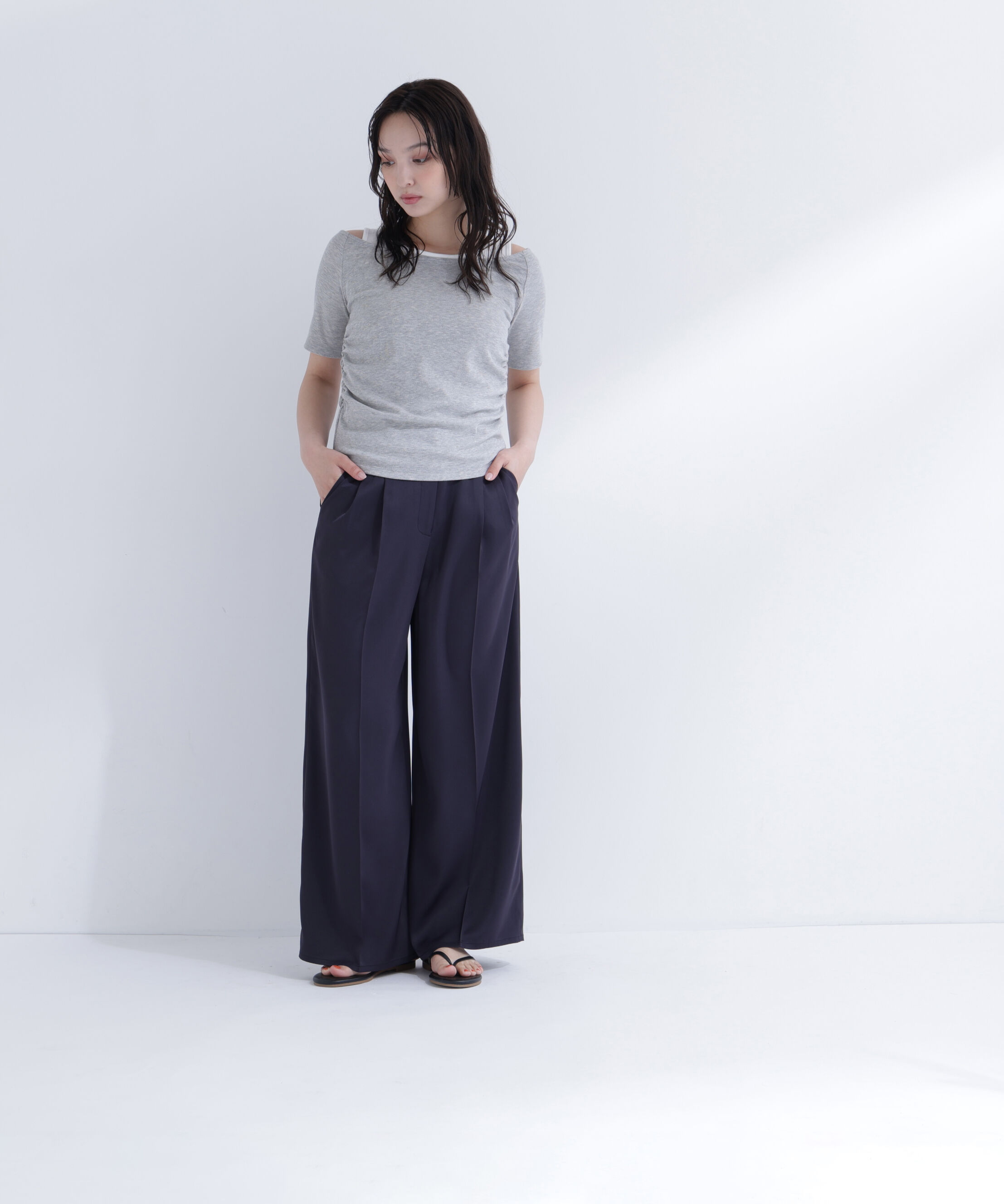  「サテンタックワイドパンツ」|その他|