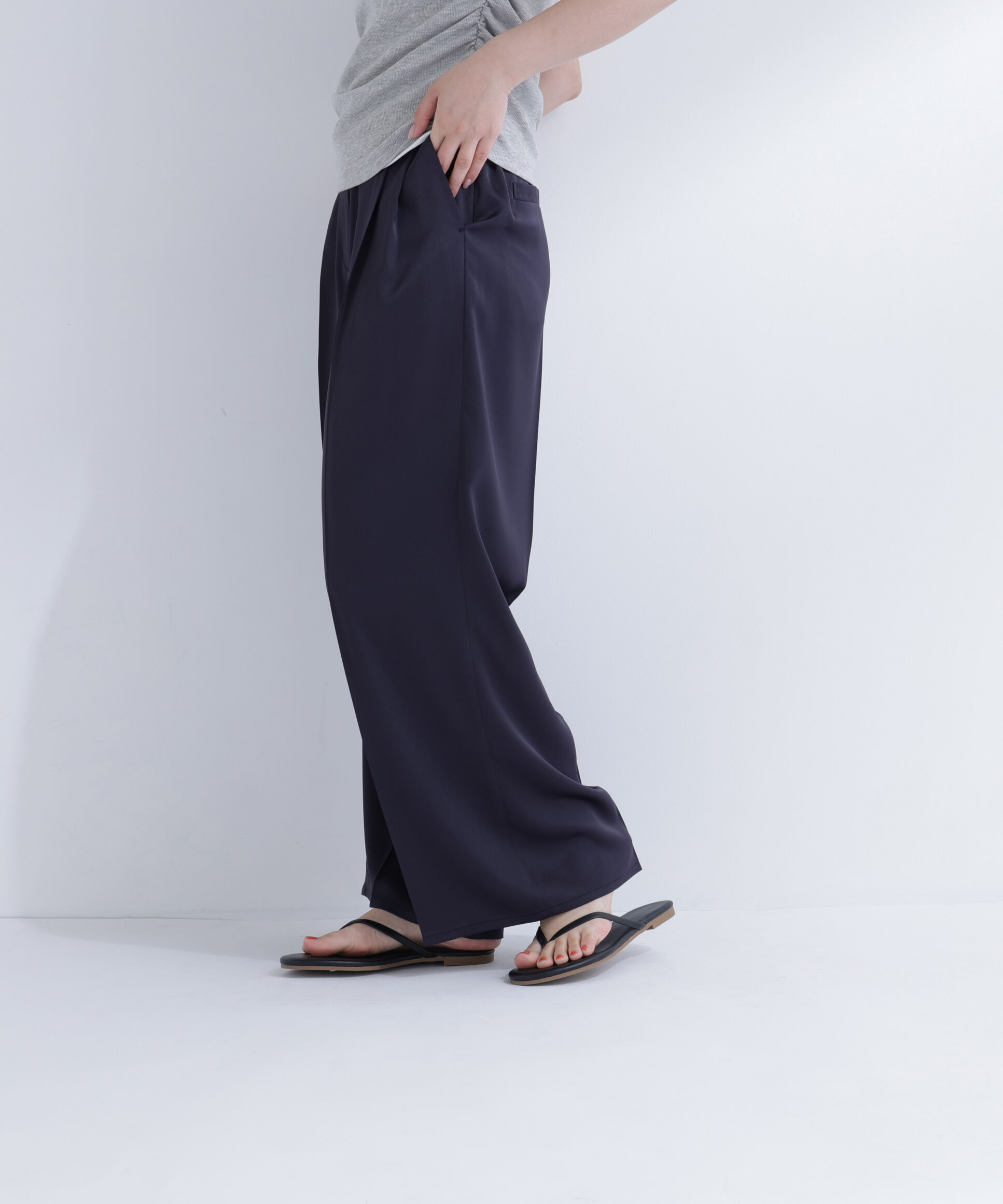  「サテンタックワイドパンツ」|その他|