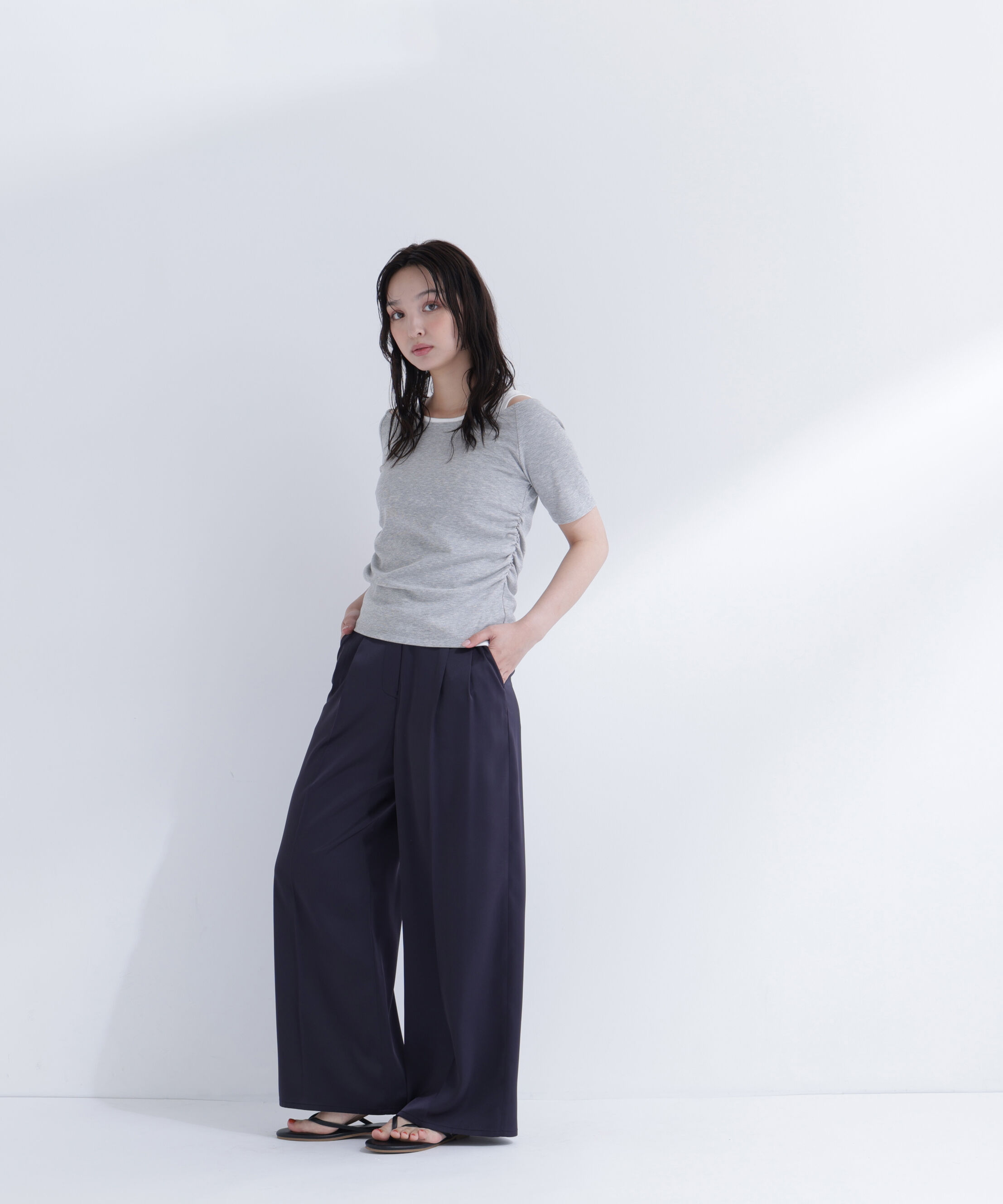  「サテンタックワイドパンツ」|その他|