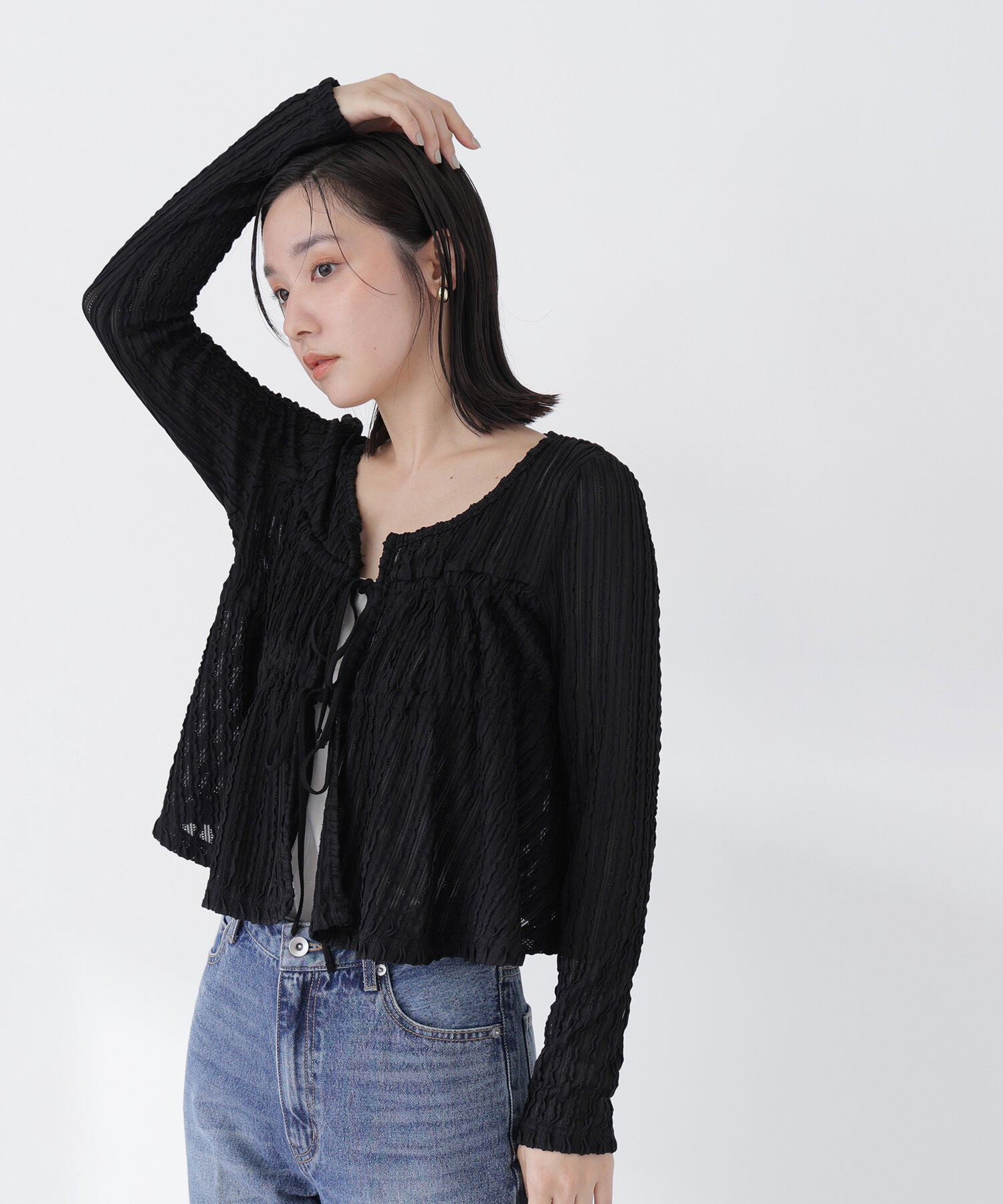  「フロントリボンシアーカーディガン」|Tシャツ・カットソー|