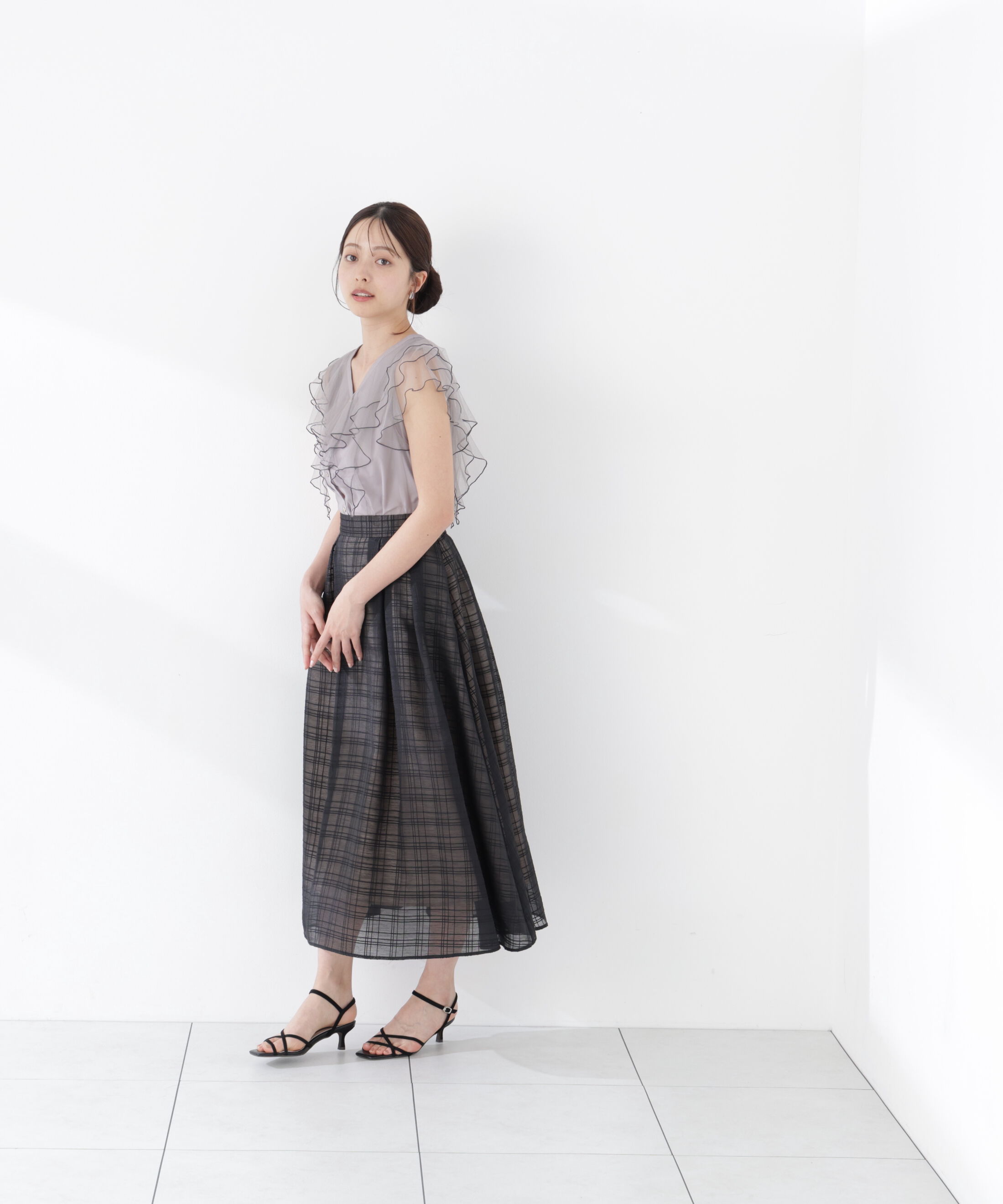 PROPORTION BODY DRESSING「チュールラッフルブラウス 26SS」|シャツ・ブラウス|