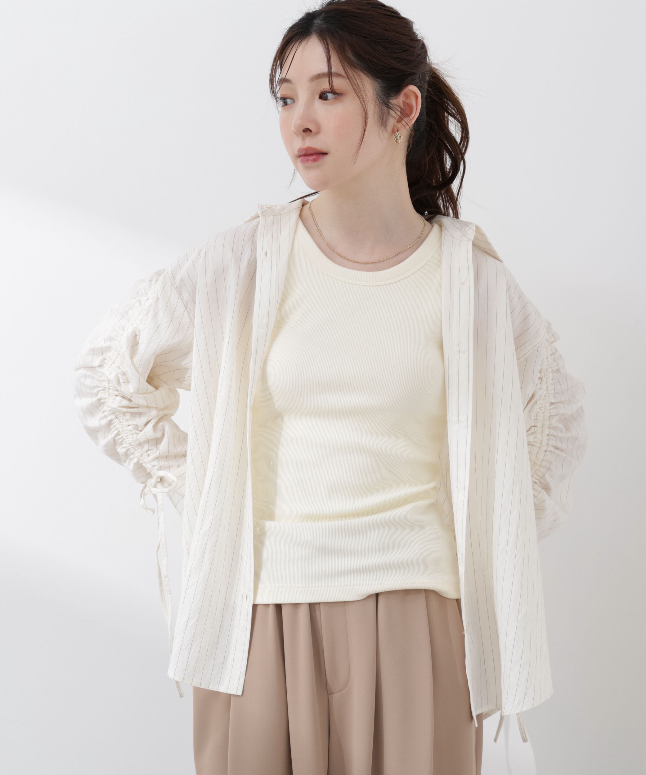 PROPORTION BODY DRESSING「〈a/mie〉ドロストスリーブシャツ 26SS」|シャツ・ブラウス|