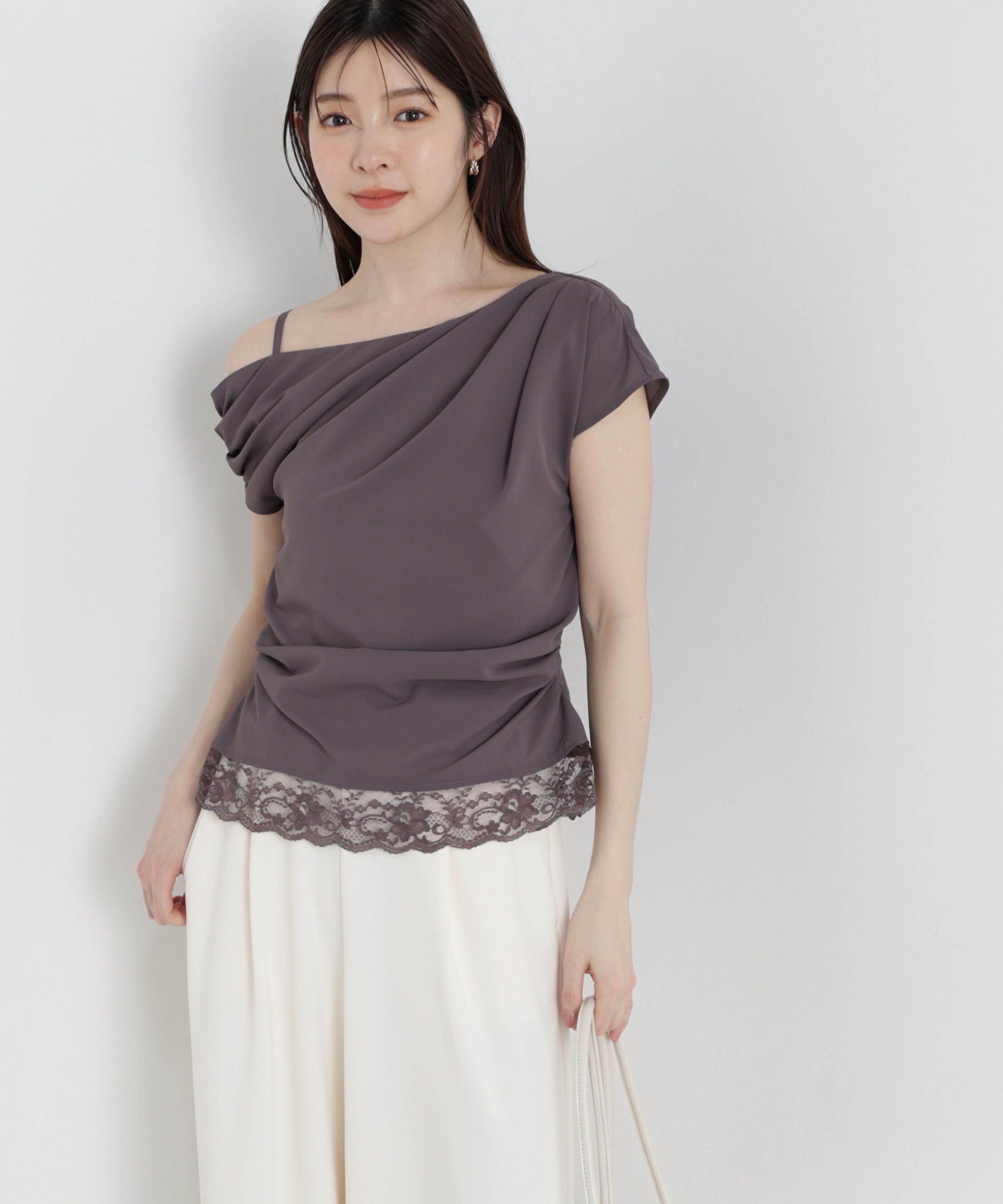 PROPORTION BODY DRESSING「〈a/mie〉アシメドレープブラウス」|シャツ・ブラウス|