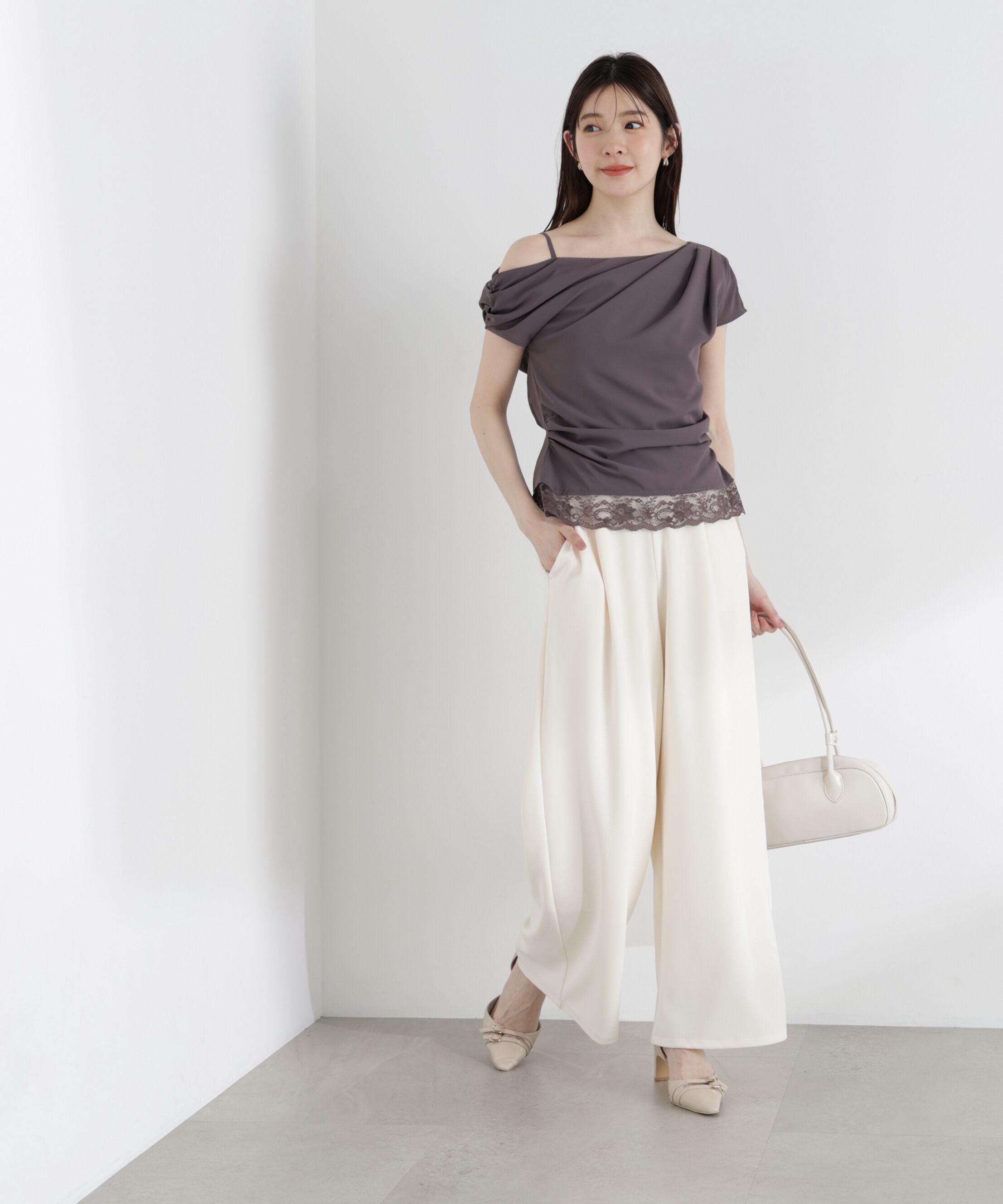 PROPORTION BODY DRESSING「〈a/mie〉アシメドレープブラウス」|シャツ・ブラウス|