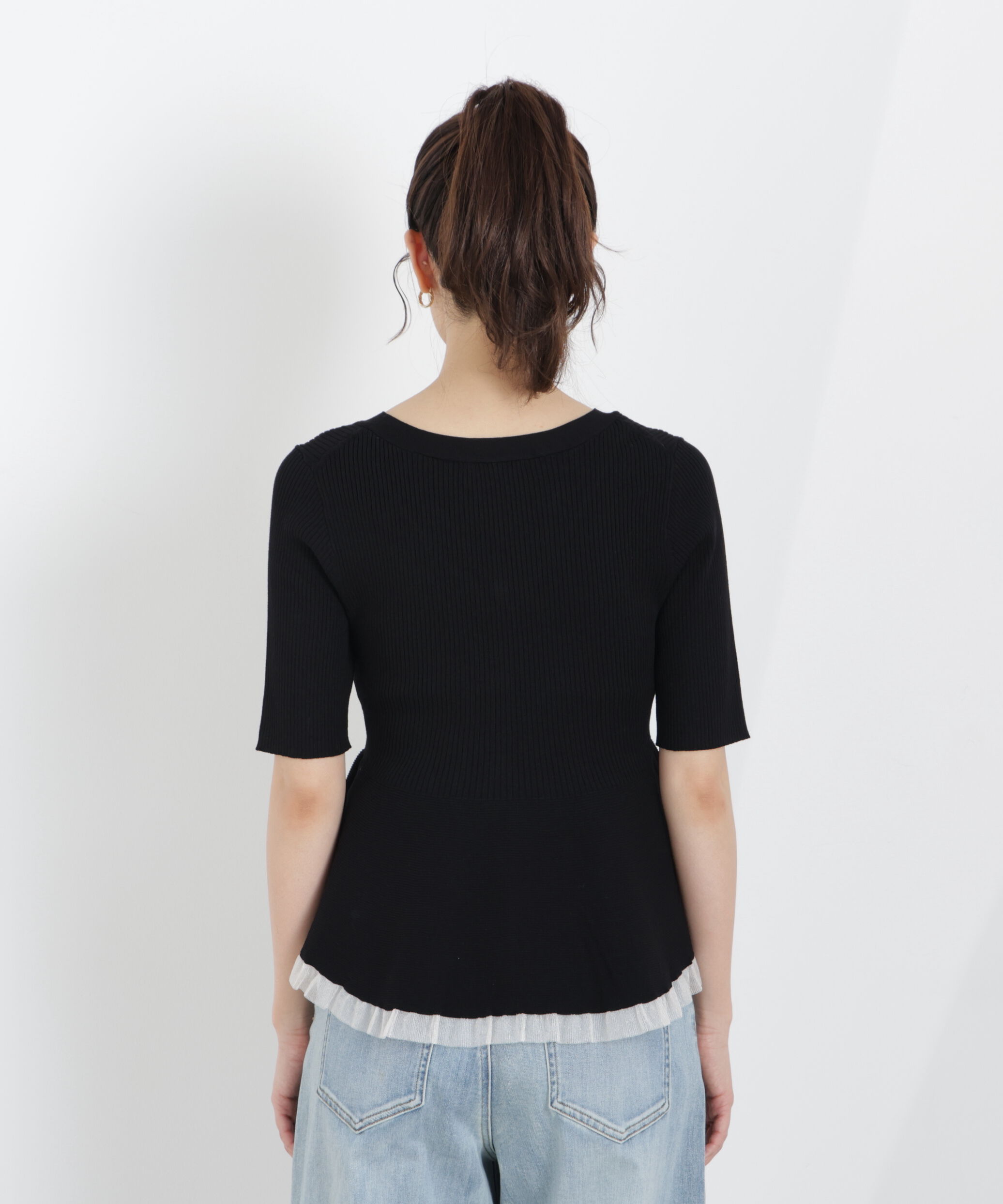 PROPORTION BODY DRESSING「＜一部追加生産予約＞部分シアーペプラムニット」|ニット・セーター|
