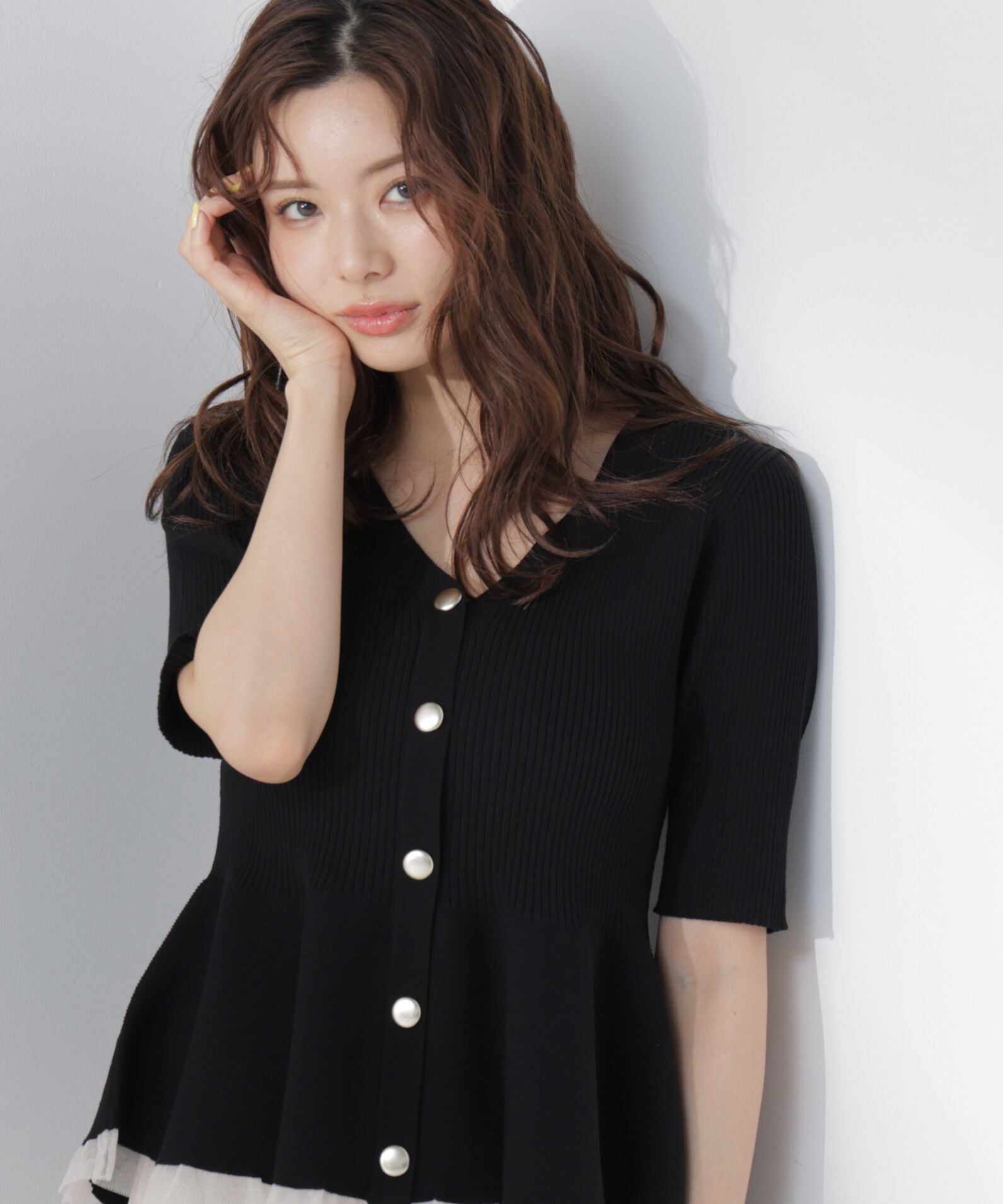 PROPORTION BODY DRESSING「＜一部追加生産予約＞部分シアーペプラムニット」|ニット・セーター|