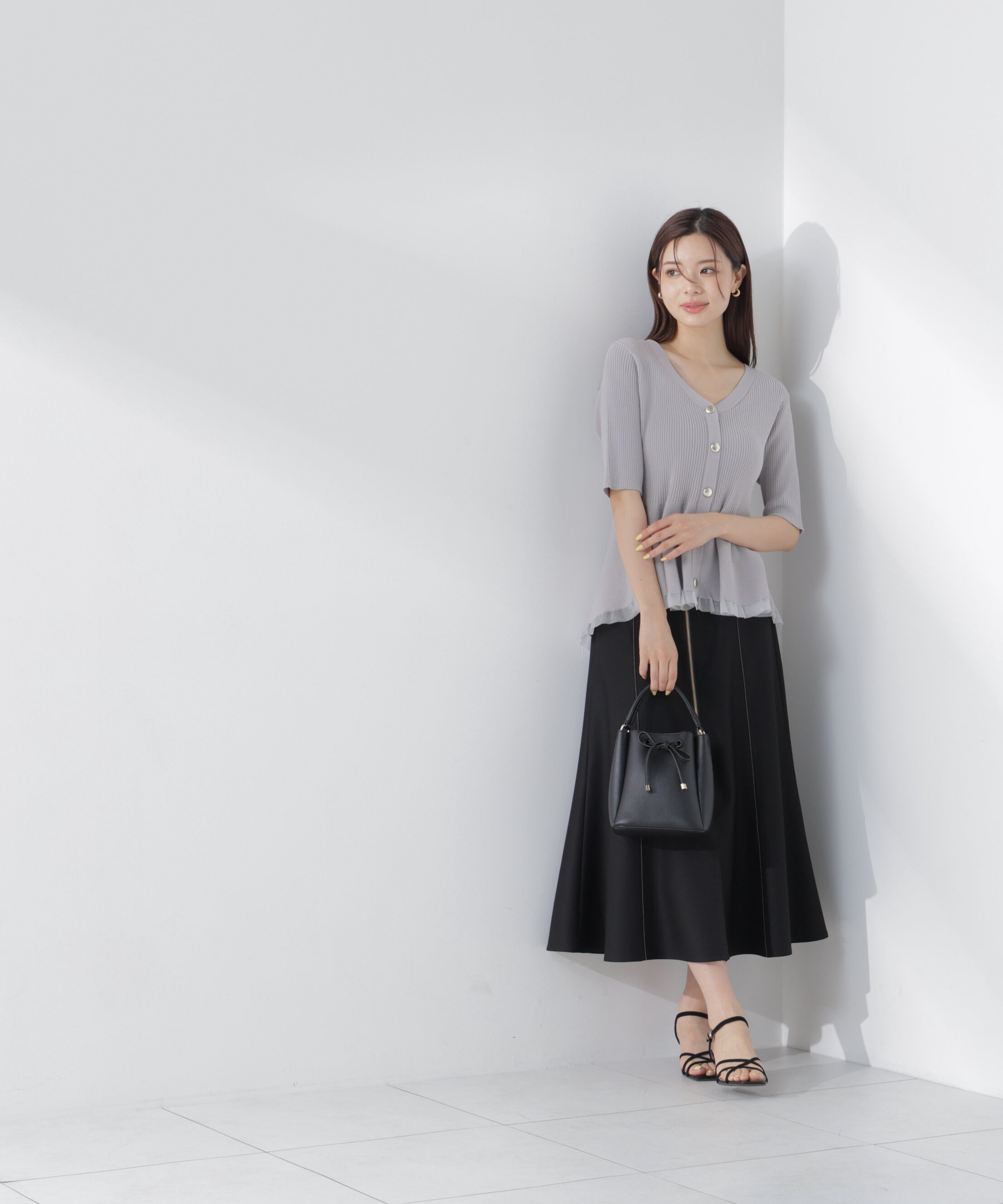 PROPORTION BODY DRESSING「＜一部追加生産予約＞部分シアーペプラムニット」|ニット・セーター|
