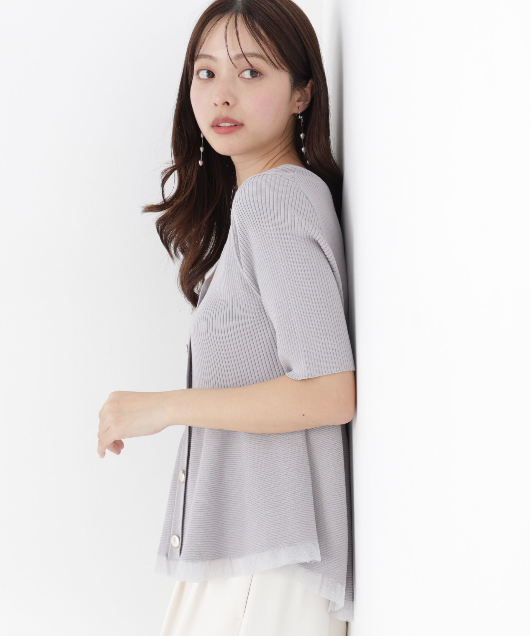 PROPORTION BODY DRESSING「＜一部追加生産予約＞部分シアーペプラムニット」|ニット・セーター|