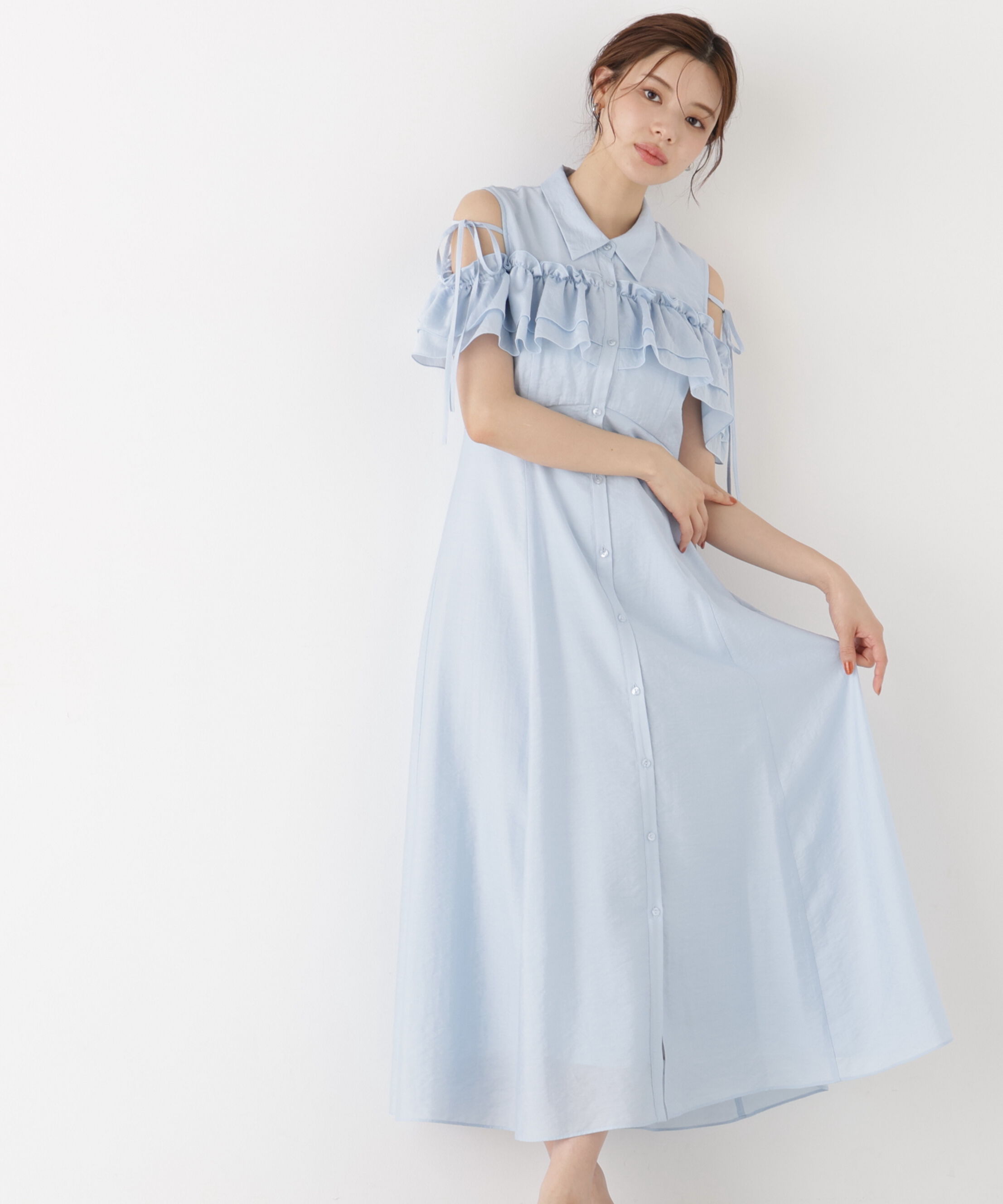 PROPORTION BODY DRESSING「＜EDIT COLOGNE＞フリルシャツワンピース」|ワンピース|