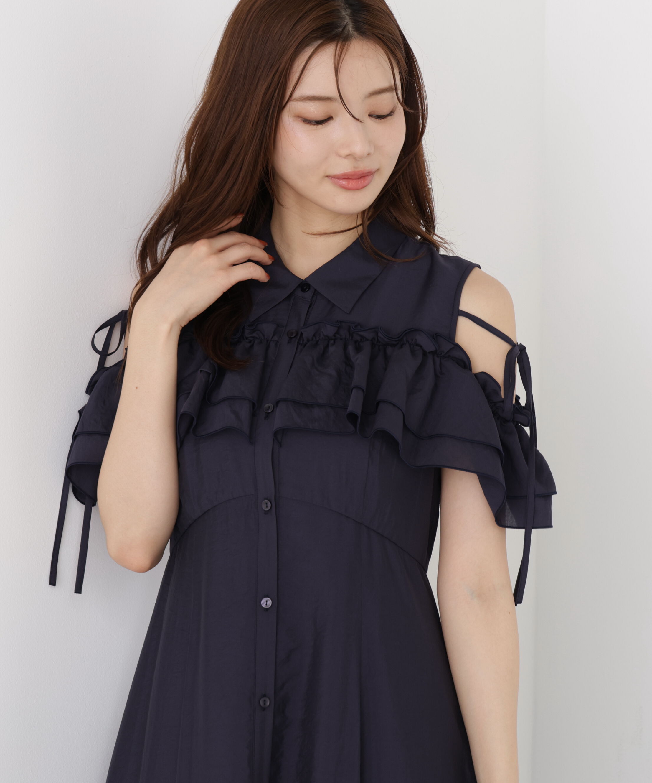 PROPORTION BODY DRESSING「＜EDIT COLOGNE＞フリルシャツワンピース」|ワンピース|