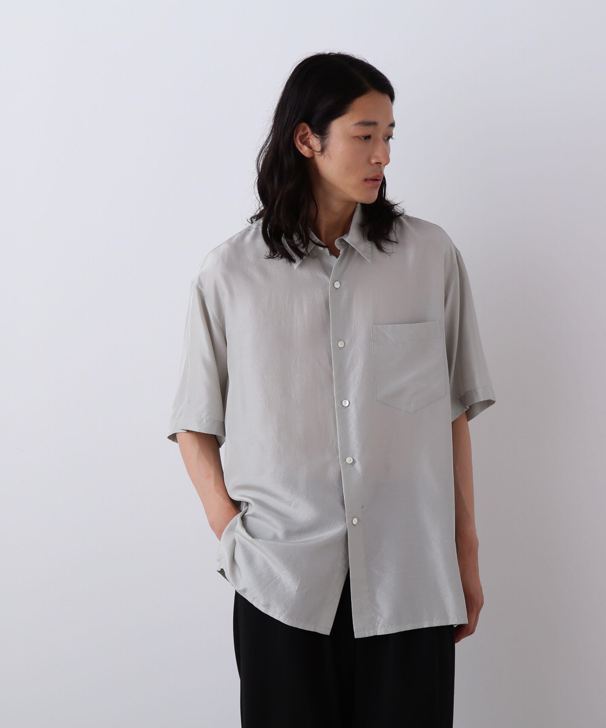 YLEVE 「YLEVE / SILK HABUTAE SHIRT」|シャツ・ブラウス|ブルー